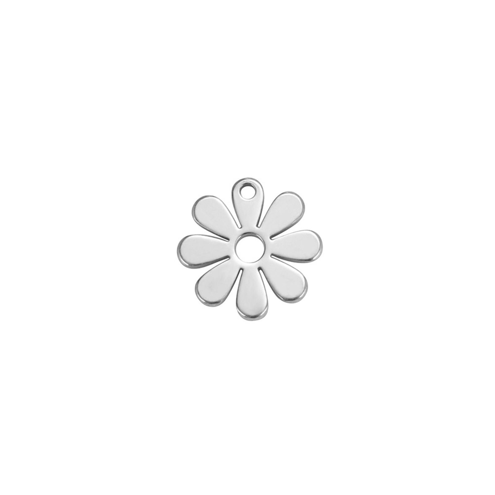 Picture of 304 Stainless Steel Charms Silver Tone Daisy Flower 11mm x 11mm, 2 PCs