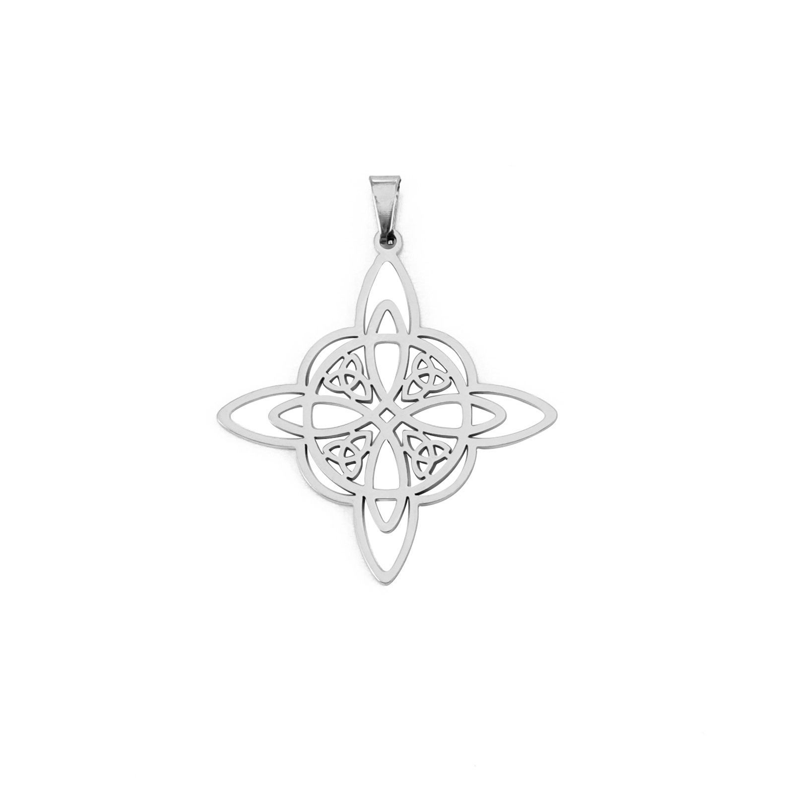 Picture of 304 Stainless Steel Pendants Silver Tone Celtic Knot 3.4cm x 3.65cm, 1 Piece