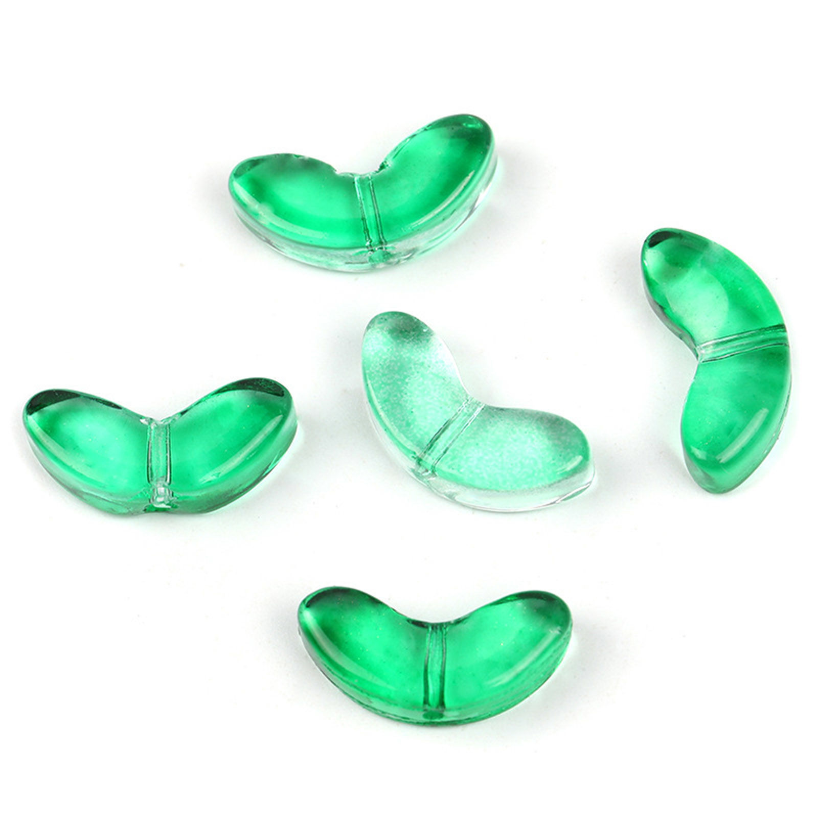 Picture of Lampwork Glass Beads Leaf Dark Green Gradient Color About 13.8mm x 6.5mm, Hole: Approx 0.8mm, 20 PCs