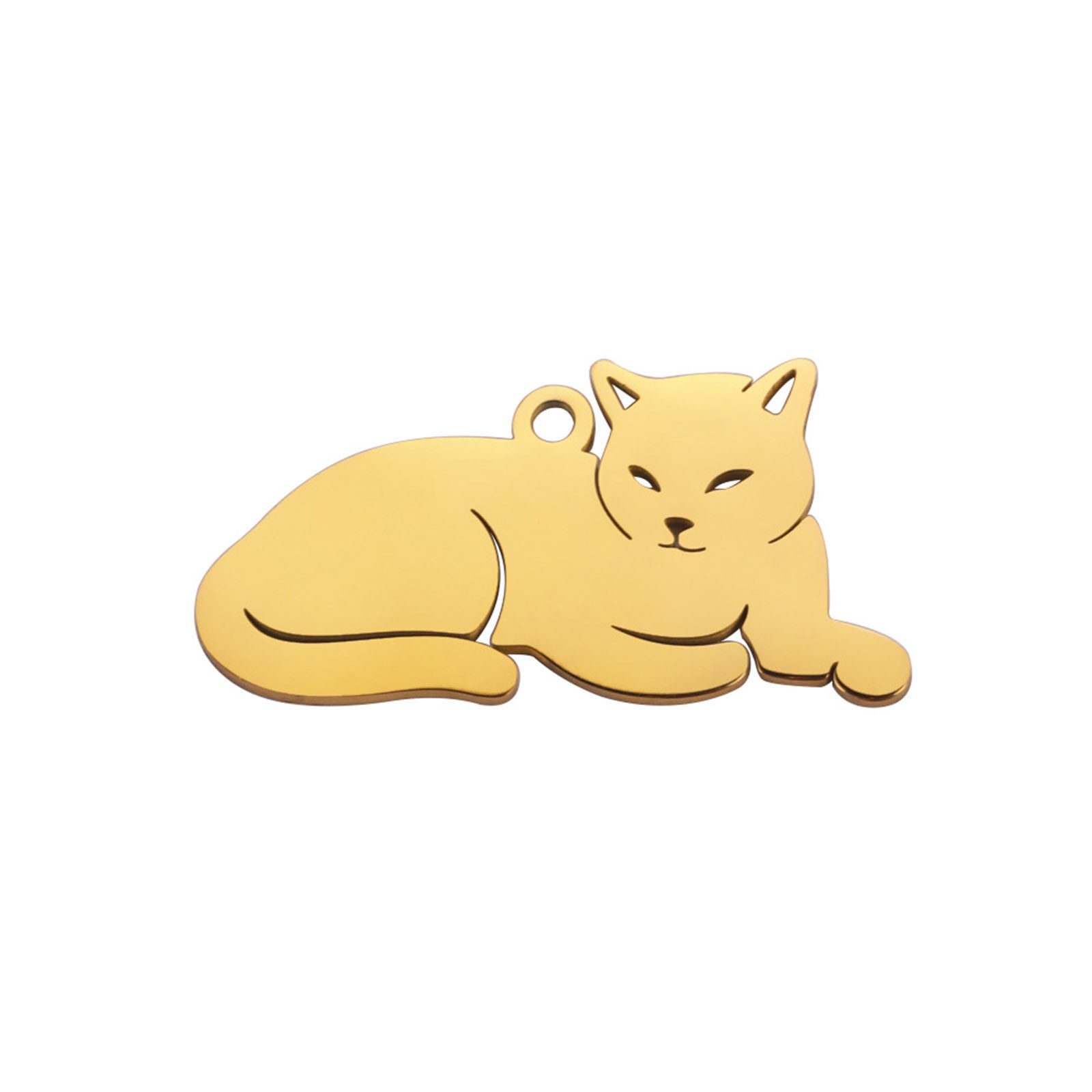 Picture of Eco-friendly 304 Stainless Steel Pendants Gold Plated Cat Animal 31mm x 16mm, 1 Piece