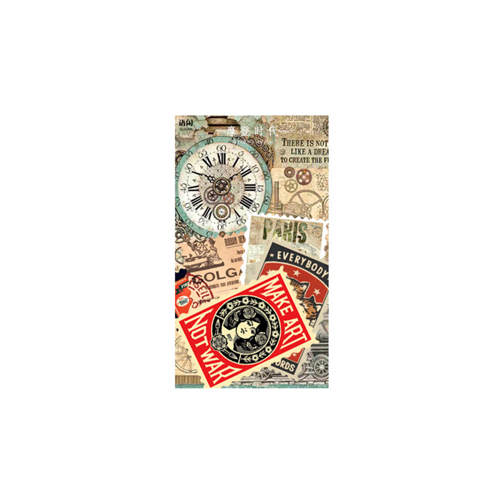 Picture of Paper Retro DIY Scrapbook Deco Stickers Multicolor Postage Stamp Head Portrait 16cm x 9cm, 1 Set ( 60 PCs/Set)