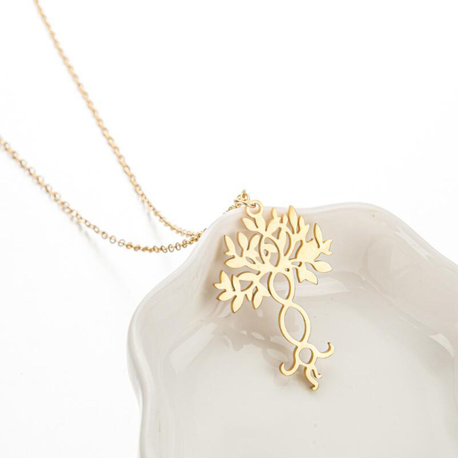 Picture of 304 Stainless Steel Stylish Link Cable Chain Necklace 18K Gold Color Tree Of Life 45cm(17 6/8") long, 1 Piece