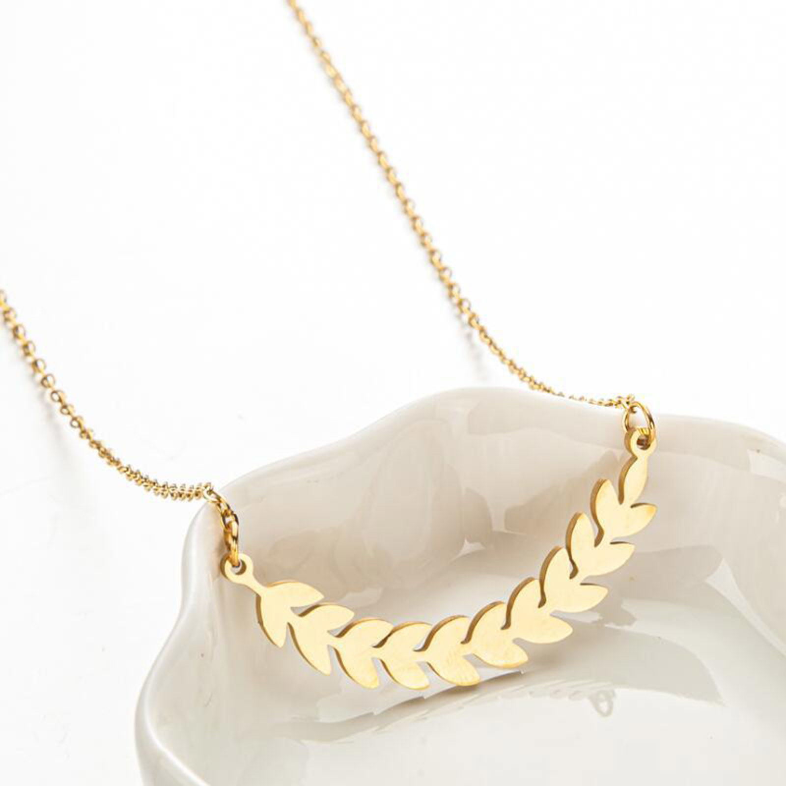 Picture of 304 Stainless Steel Stylish Link Cable Chain Necklace 18K Gold Color Ear Of Wheat 45cm(17 6/8") long, 1 Piece