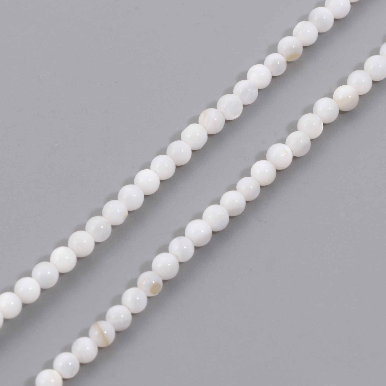 Picture of Natural Dyed Shell Loose Beads For DIY Charm Jewelry Making Round White About 3mm Dia, Hole:Approx 0.4mm, 38cm(15") long, 1 Strand (Approx 132 PCs/Strand)