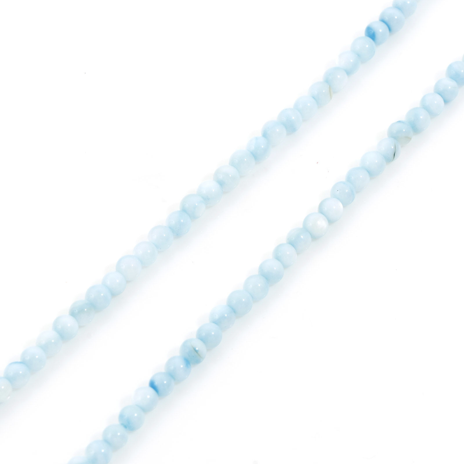 Picture of Natural Dyed Shell Loose Beads For DIY Charm Jewelry Making Round Light Blue About 3mm Dia, Hole:Approx 0.4mm, 38cm(15") long, 1 Strand (Approx 132 PCs/Strand)