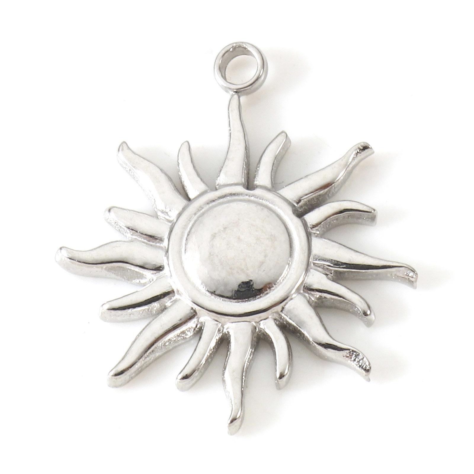Picture of Eco-friendly 304 Stainless Steel Galaxy Charms Silver Tone Sun 18mm x 16mm, 2 PCs