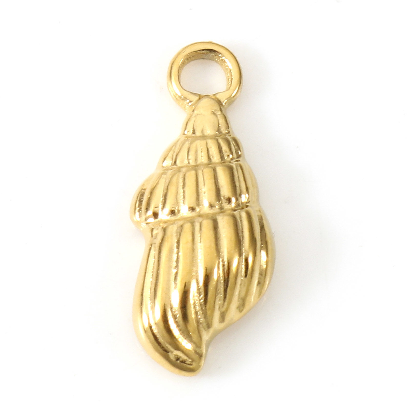 Picture of Eco-friendly Vacuum Plating 304 Stainless Steel Charms 18K Gold Plated Conch/ Sea Snail 18mm x 7mm, 2 PCs