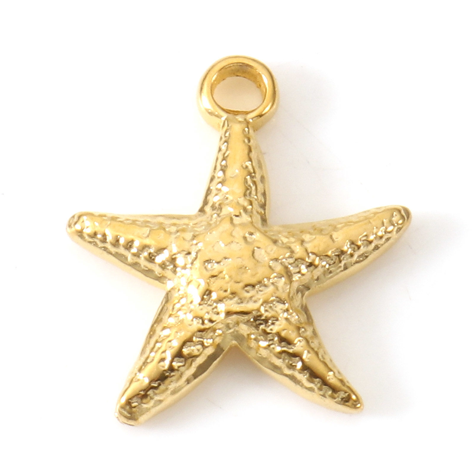 Picture of Eco-friendly Vacuum Plating 304 Stainless Steel Ocean Jewelry Charms 18K Gold Plated Star Fish 15.5mm x 14mm, 2 PCs