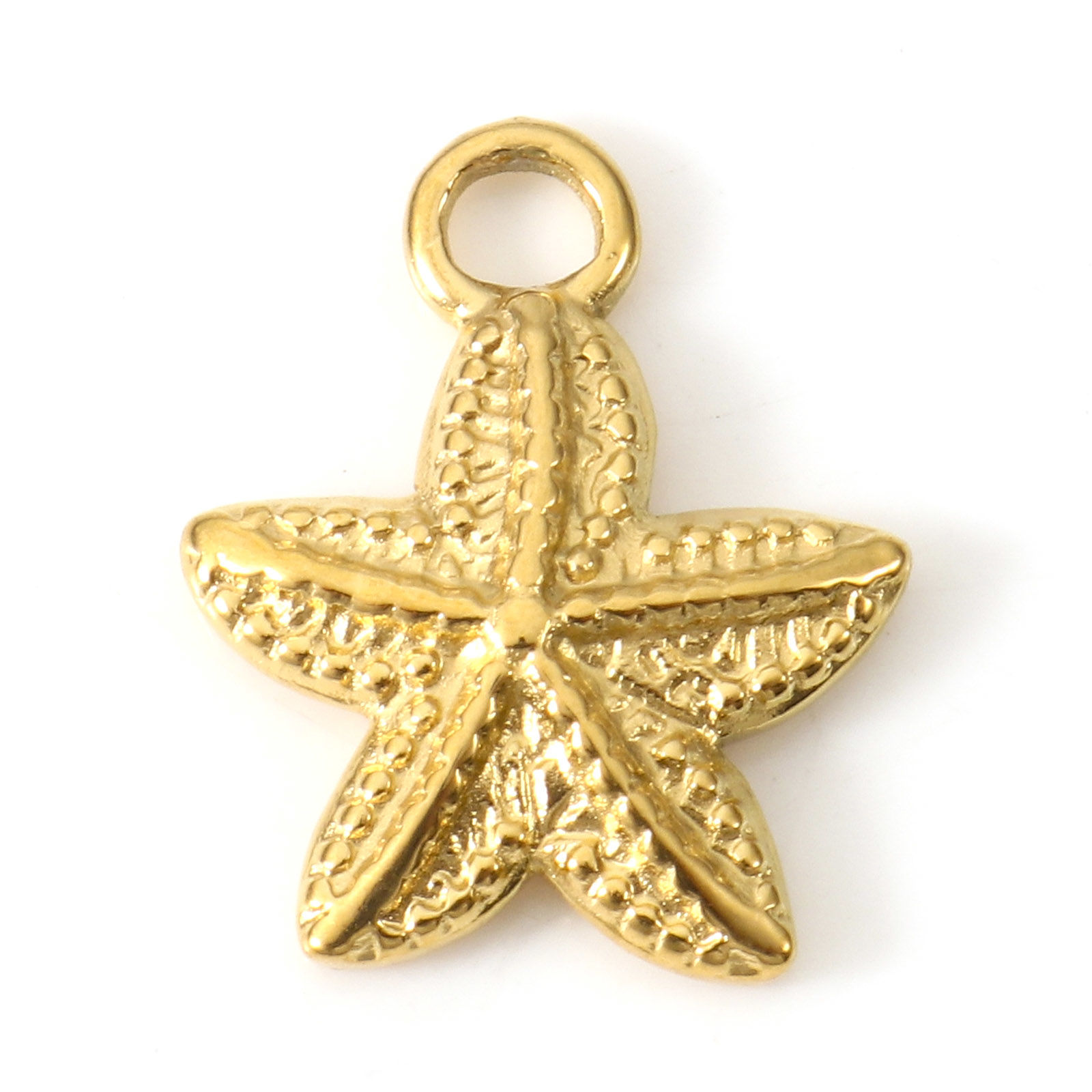 Picture of Eco-friendly Vacuum Plating 304 Stainless Steel Ocean Jewelry Charms 18K Gold Plated Star Fish 15mm x 12mm, 2 PCs