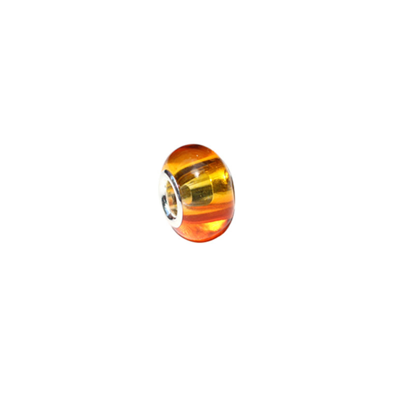Picture of Resin European Style Large Hole Charm Beads Yellow & Orange Round Gradient Color 14mm x 9mm, Hole: Approx 5mm, 20 PCs
