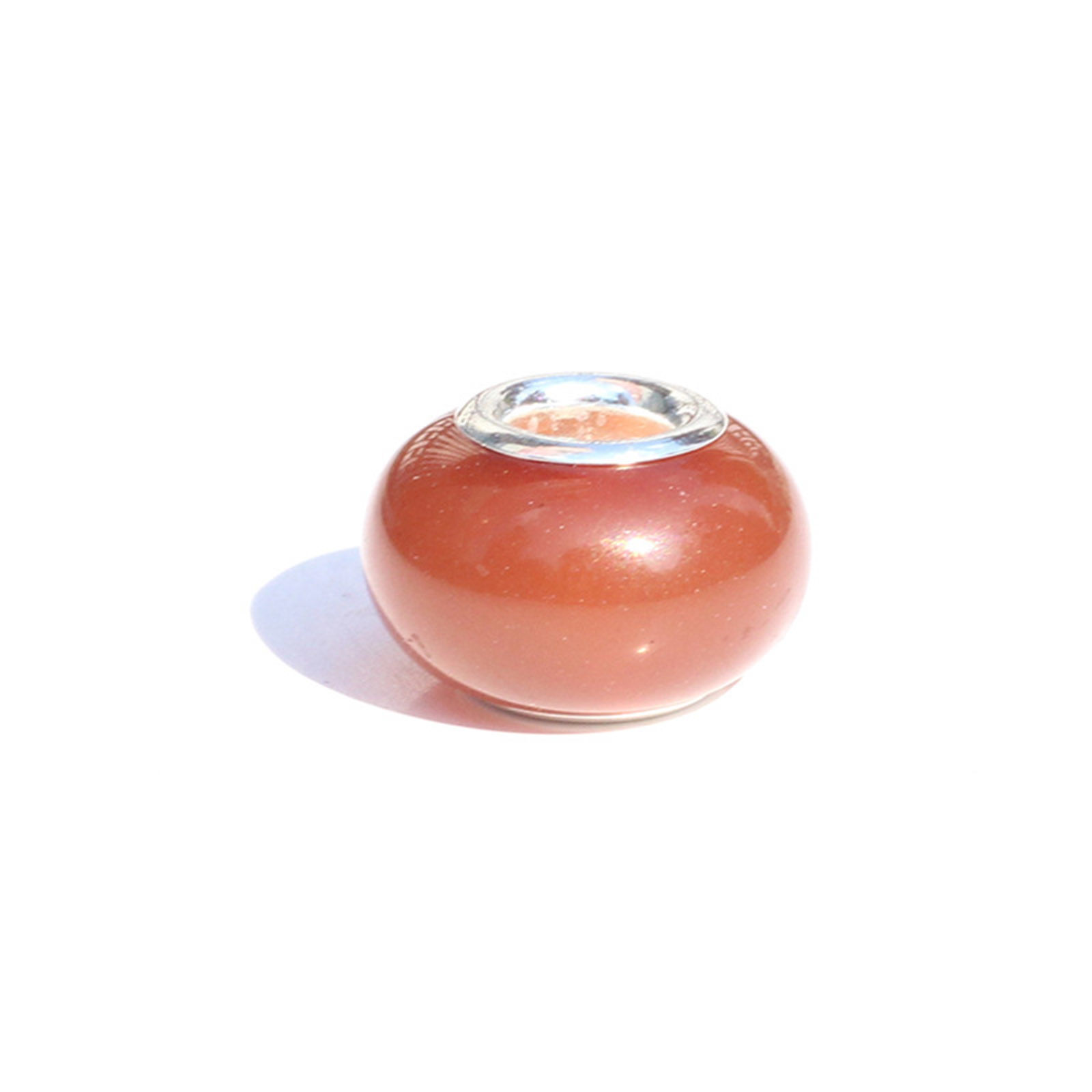 Picture of Resin European Style Large Hole Charm Beads Orange-red Round Glow In The Dark Luminous 14mm x 9mm, Hole: Approx 5mm, 20 PCs