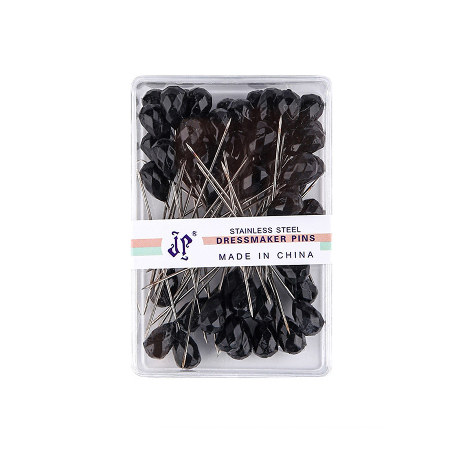 Picture of Plastic & Iron Based Alloy Sewing Positioning Needle Rhombus Black Faceted 5.2cm(2") long, 1 Box ( 50 PCs/Box)