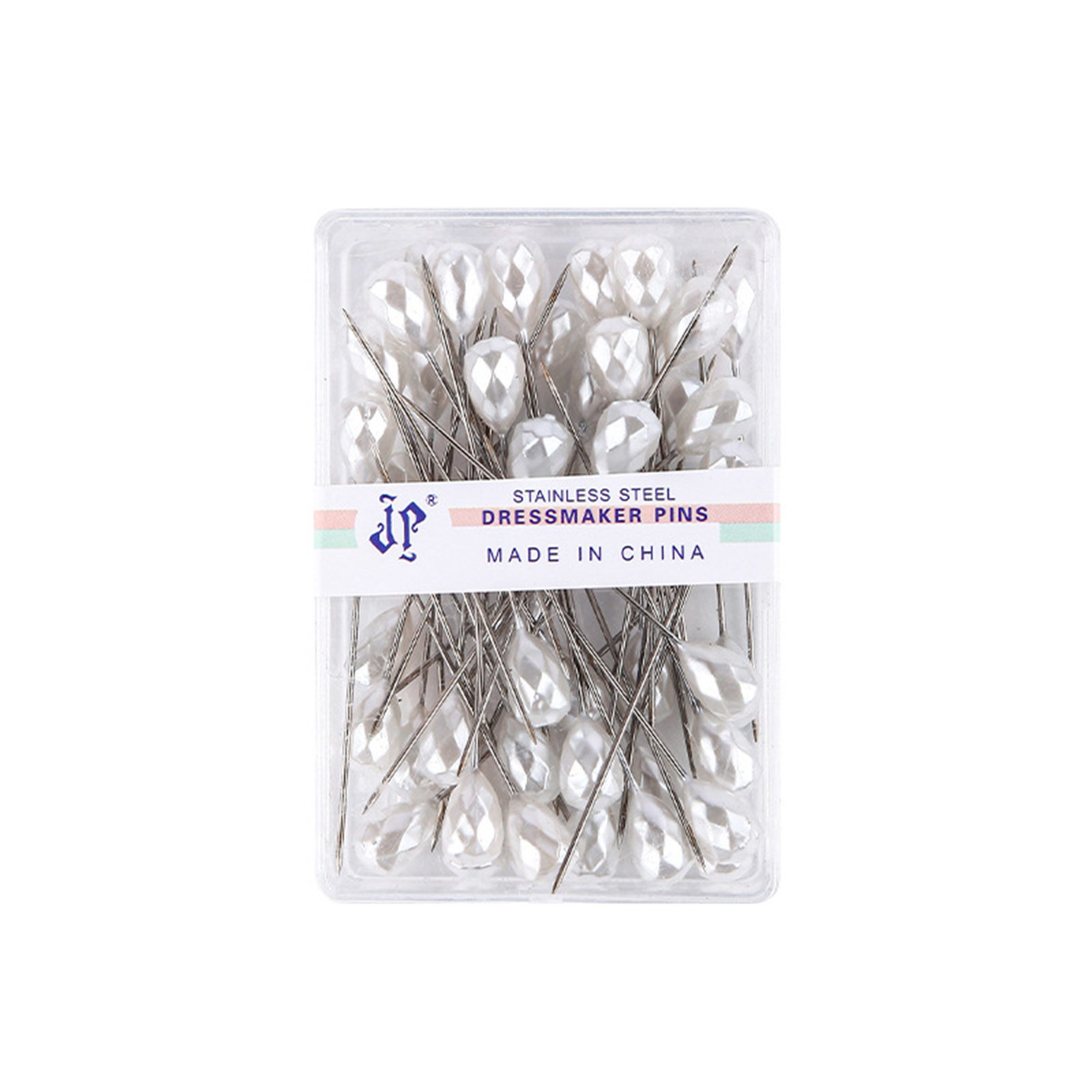 Picture of Plastic & Iron Based Alloy Sewing Positioning Needle Rhombus White Faceted 5.2cm(2") long, 1 Box ( 50 PCs/Box)