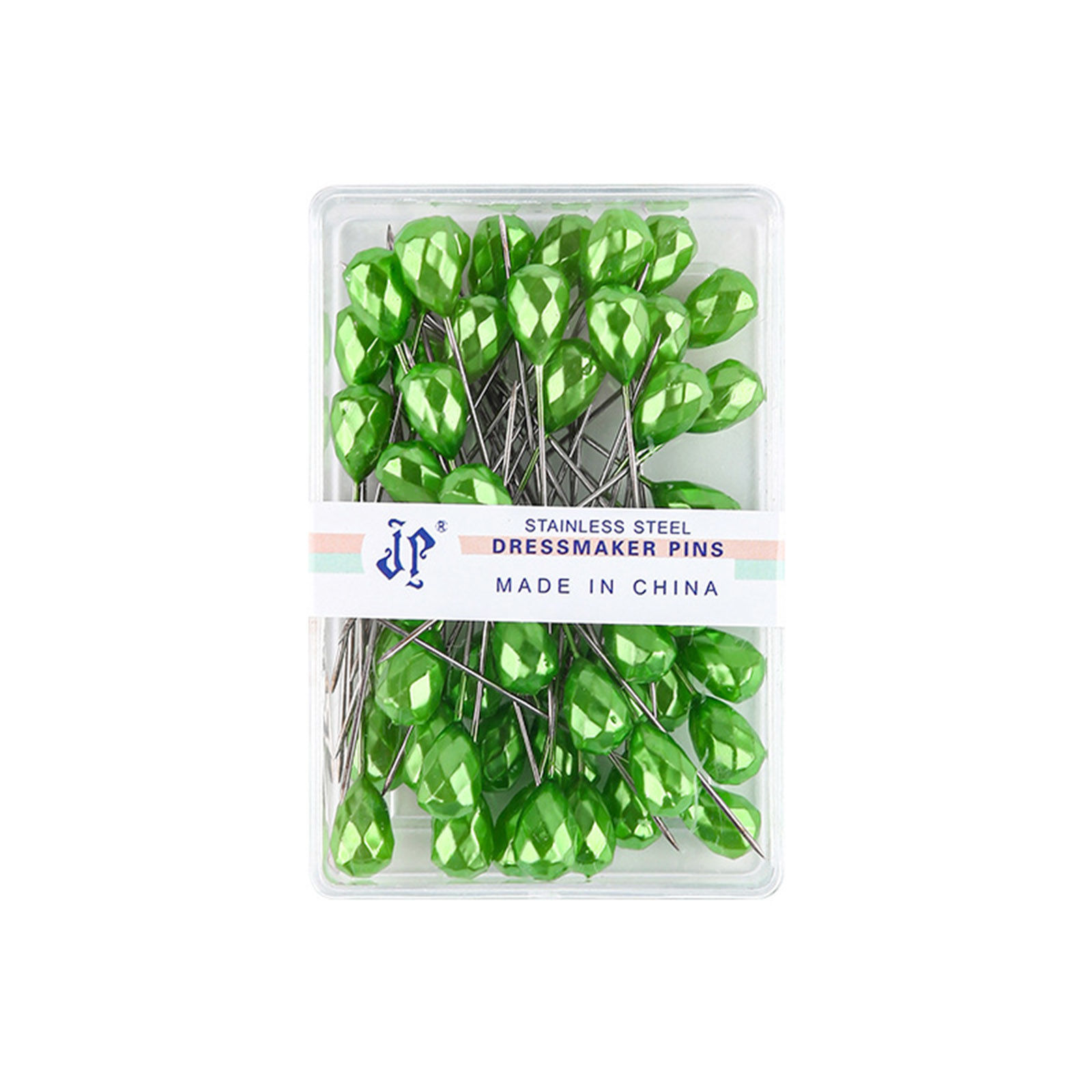 Picture of Plastic & Iron Based Alloy Sewing Positioning Needle Rhombus Grass Green Faceted 5.2cm(2") long, 1 Box ( 50 PCs/Box)