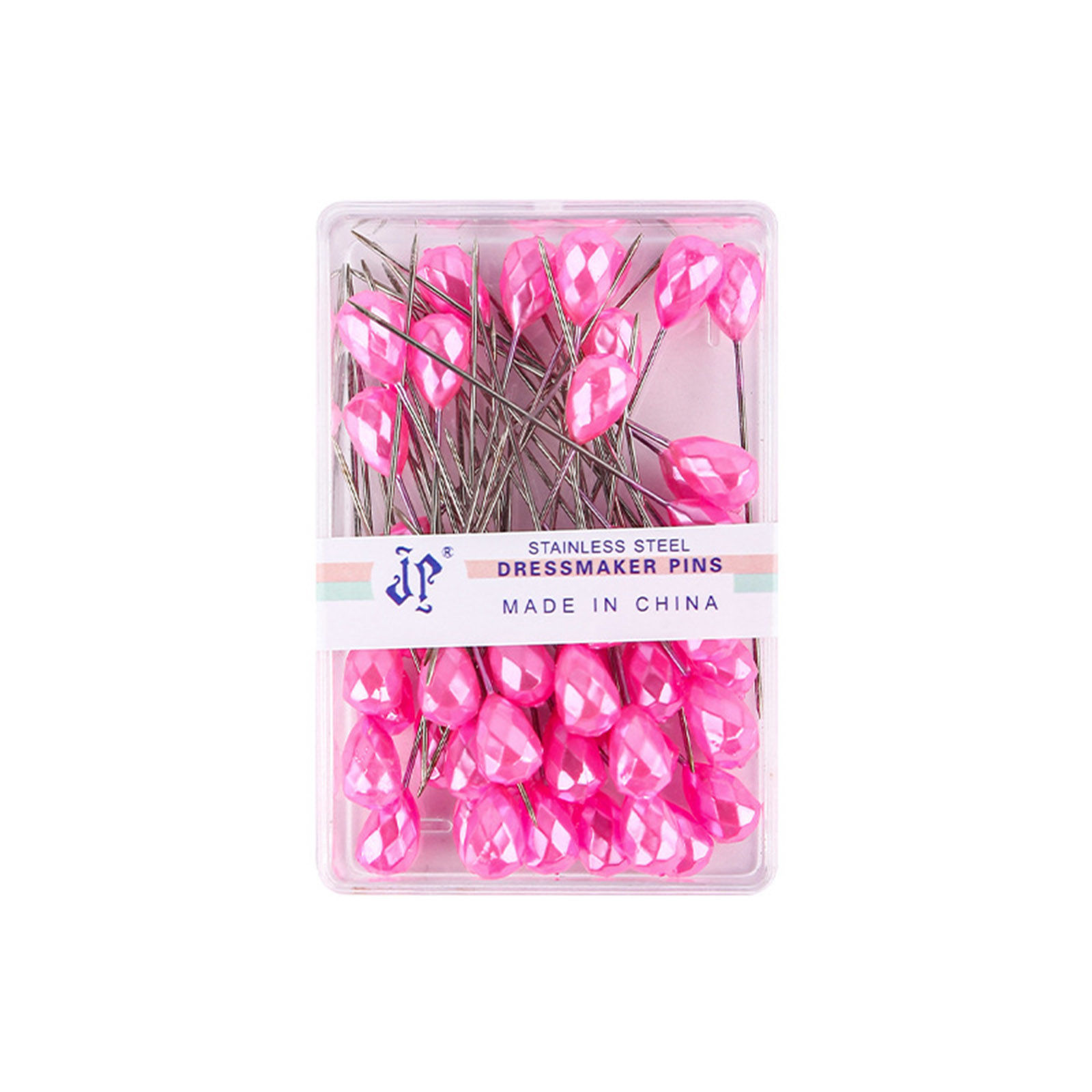 Picture of Plastic & Iron Based Alloy Sewing Positioning Needle Rhombus Pink Faceted 5.2cm(2") long, 1 Box ( 50 PCs/Box)