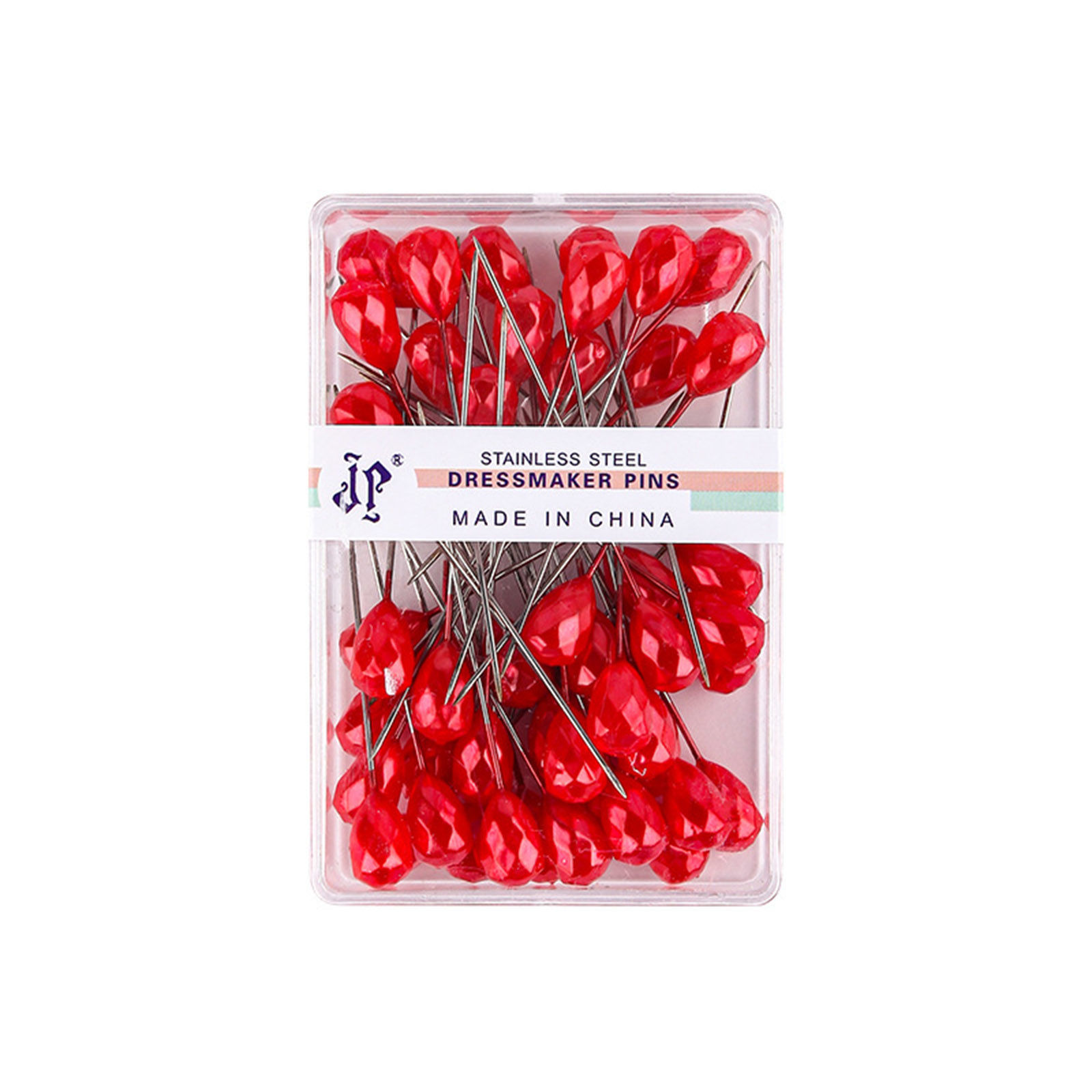 Picture of Plastic & Iron Based Alloy Sewing Positioning Needle Rhombus Red Faceted 5.2cm(2") long, 1 Box ( 50 PCs/Box)