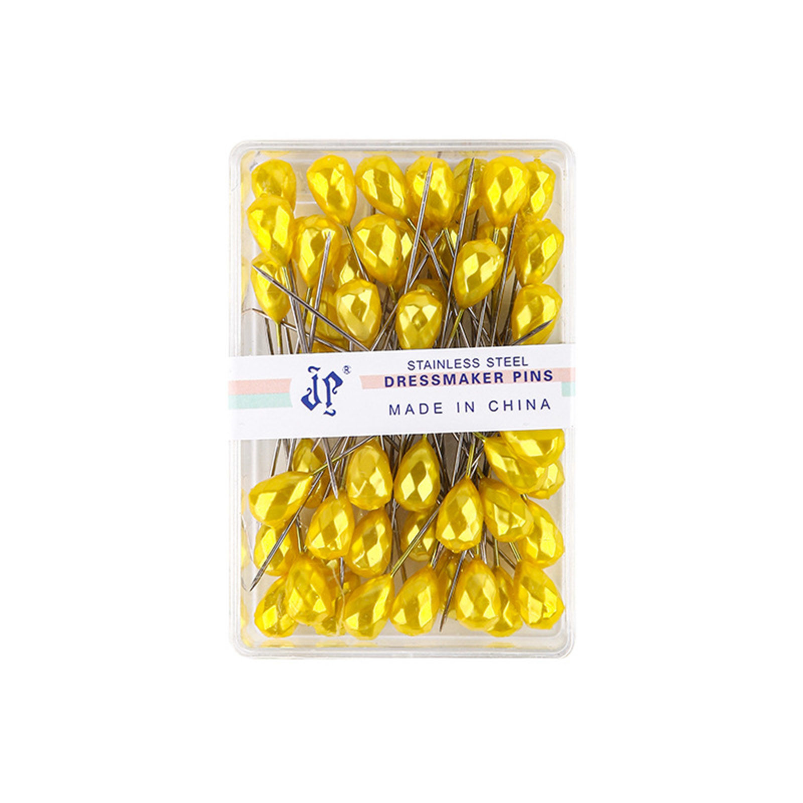 Picture of Plastic & Iron Based Alloy Sewing Positioning Needle Rhombus Yellow Faceted 5.2cm(2") long, 1 Box ( 50 PCs/Box)
