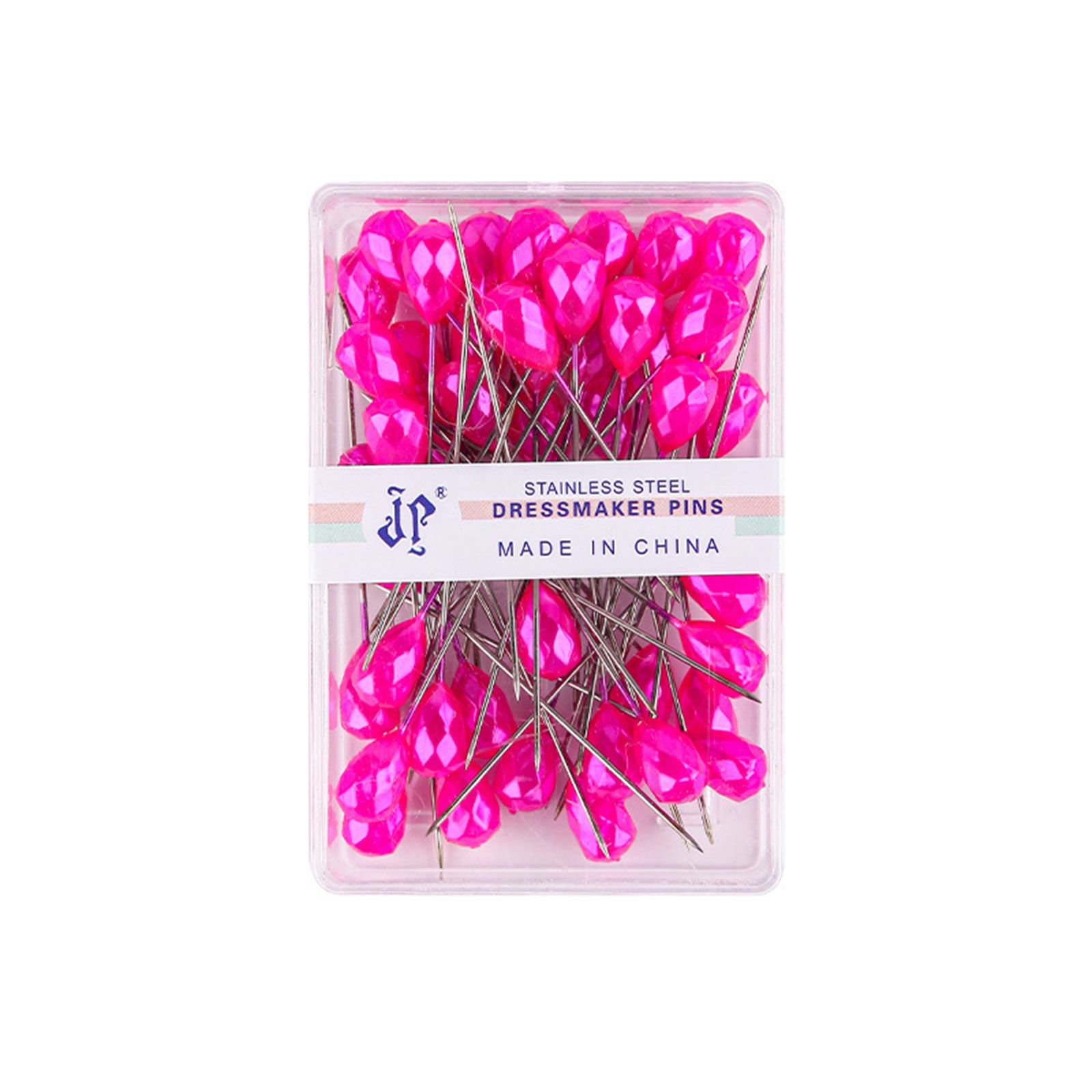 Picture of Plastic & Iron Based Alloy Sewing Positioning Needle Rhombus Fuchsia Faceted 5.2cm(2") long, 1 Box ( 50 PCs/Box)