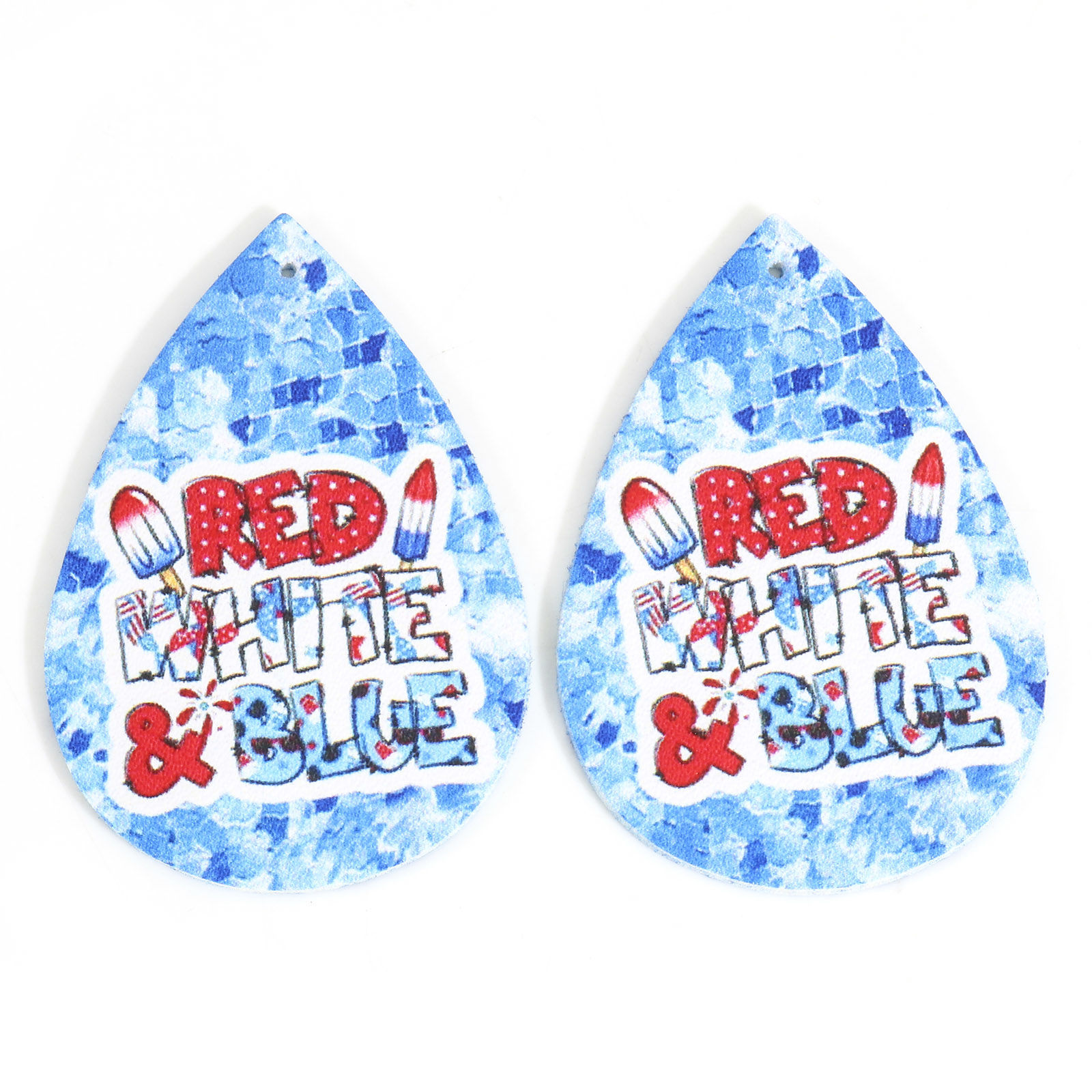 Picture of PU Leather American Independence Day Pendants Multicolor Drop Flag Of The United States 5.7cm x 3.8cm, 5 PCs