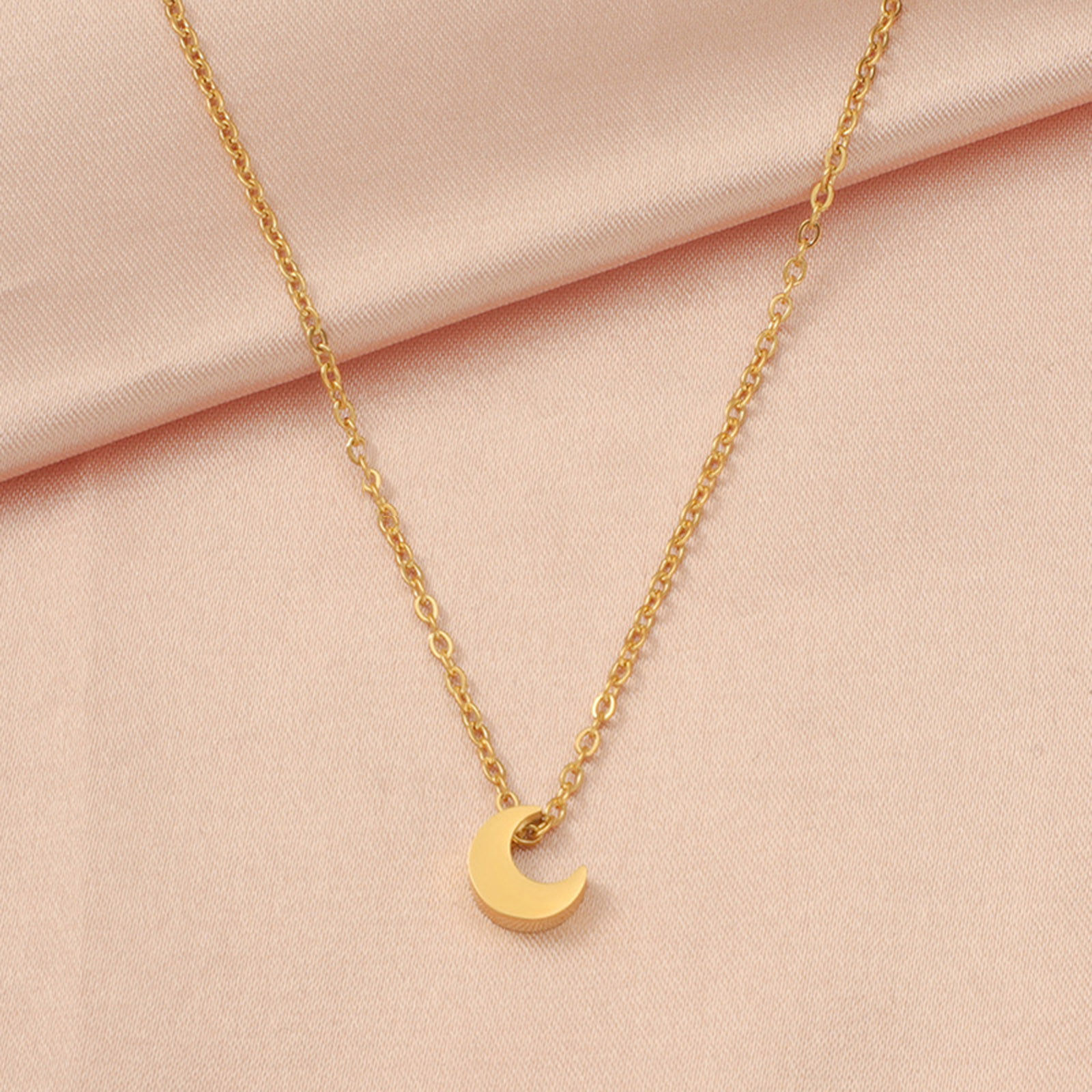 Picture of Eco-friendly 304 Stainless Steel Galaxy Link Cable Chain Necklace 18K Gold Plated Half Moon 45cm(17 6/8") long, 1 Piece