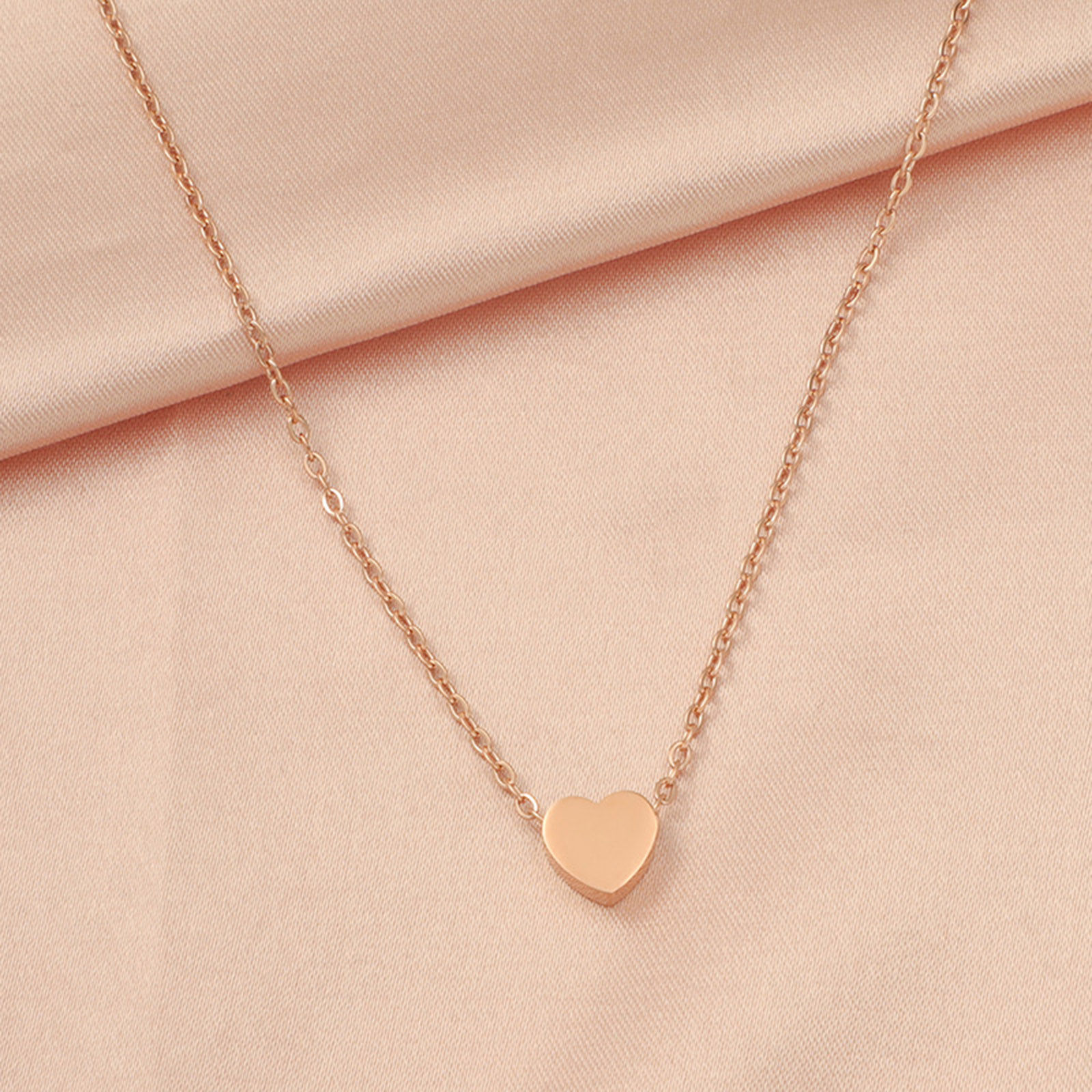 Picture of Eco-friendly 304 Stainless Steel Valentine's Day Link Cable Chain Necklace 18K Rose Gold Color Heart 45cm(17 6/8") long, 1 Piece