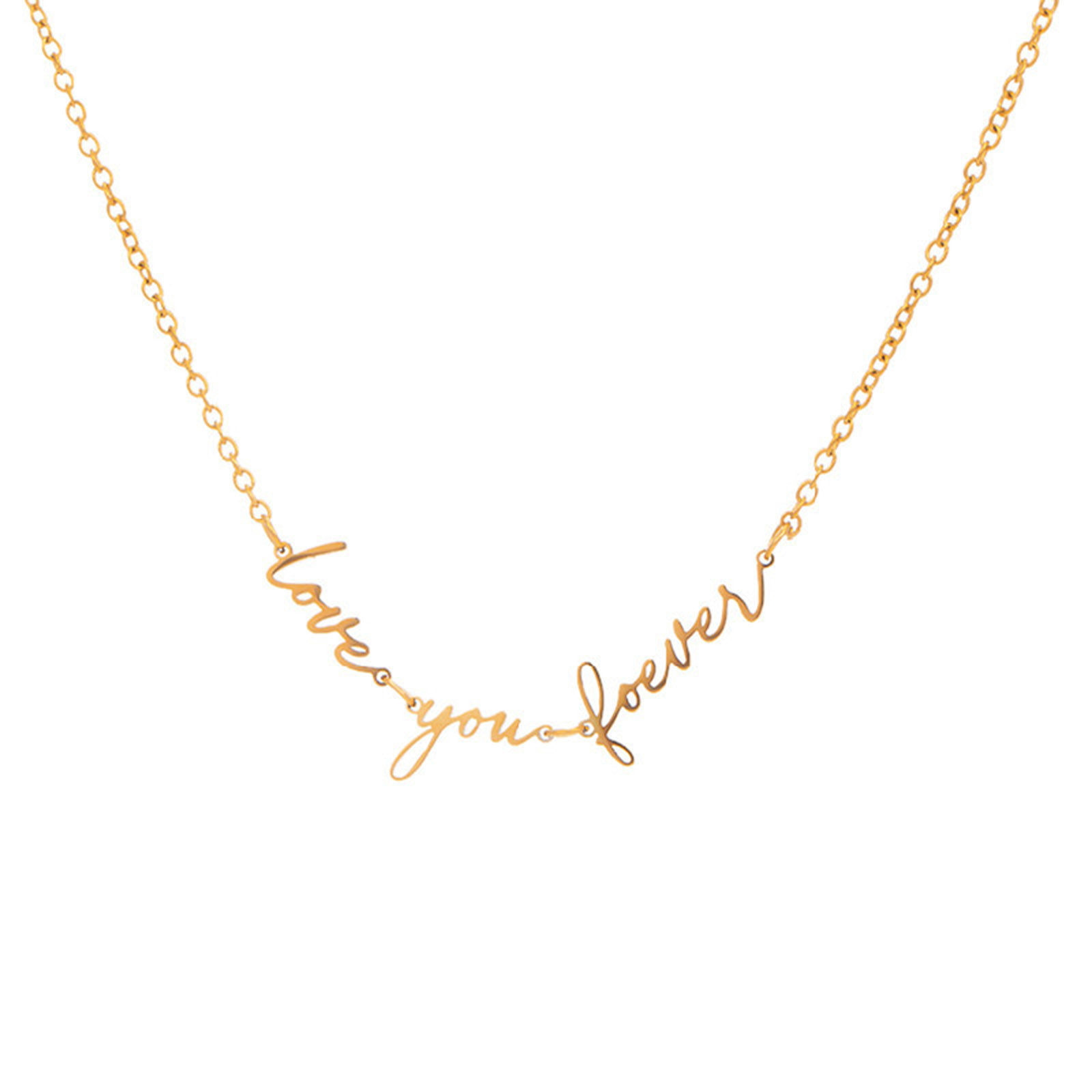 Picture of Eco-friendly 304 Stainless Steel Mother's Day Link Cable Chain Necklace Gold Plated Message " love you forever " 42cm(16 4/8") long, 1 Piece