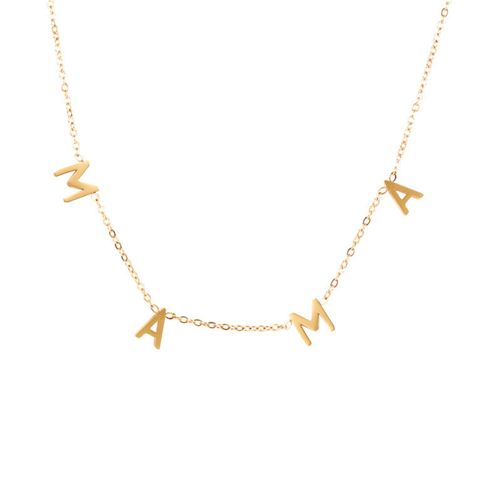 Picture of Eco-friendly 304 Stainless Steel Mother's Day Link Cable Chain Necklace Gold Plated Message " Mama " 42cm(16 4/8") long, 1 Piece