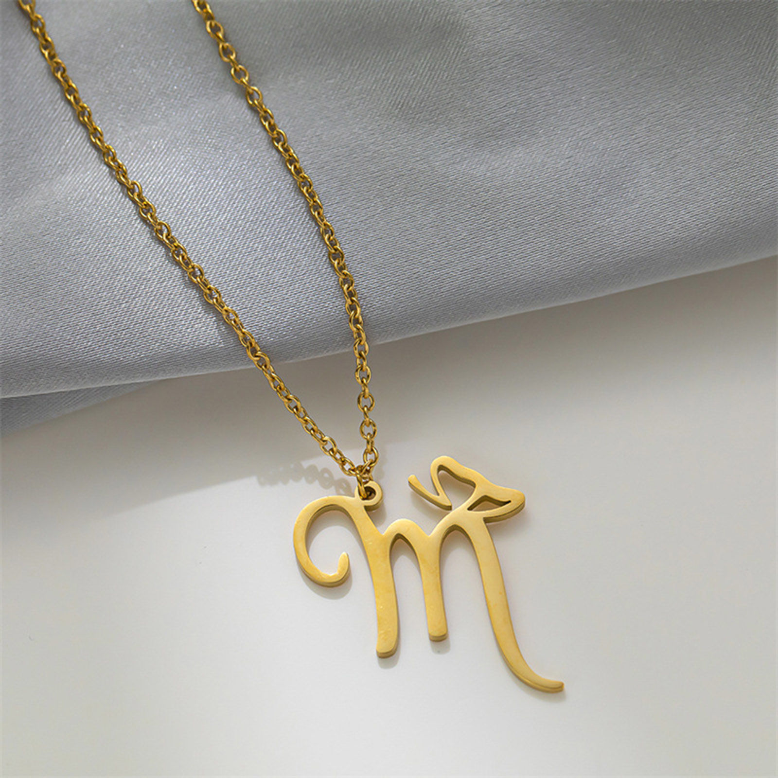 Picture of Eco-friendly 304 Stainless Steel Mother's Day Link Cable Chain Necklace Gold Plated Butterfly Animal Lowercase Letter Message " M " 42cm(16 4/8") long, 1 Piece