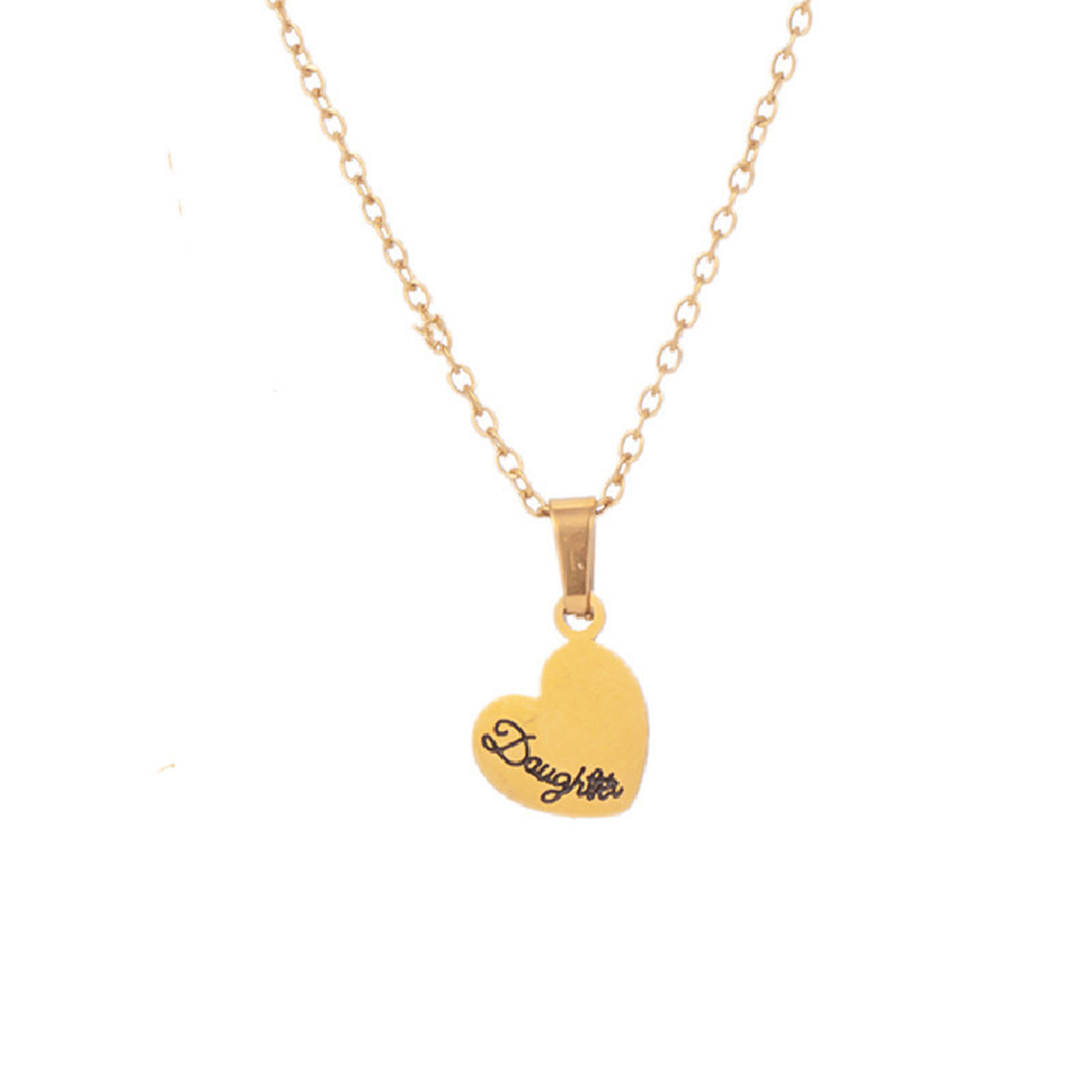 Picture of Eco-friendly 304 Stainless Steel Mother's Day Link Cable Chain Necklace Gold Plated Heart Message " Mother & Daughter " 42cm(16 4/8") long, 1 Piece