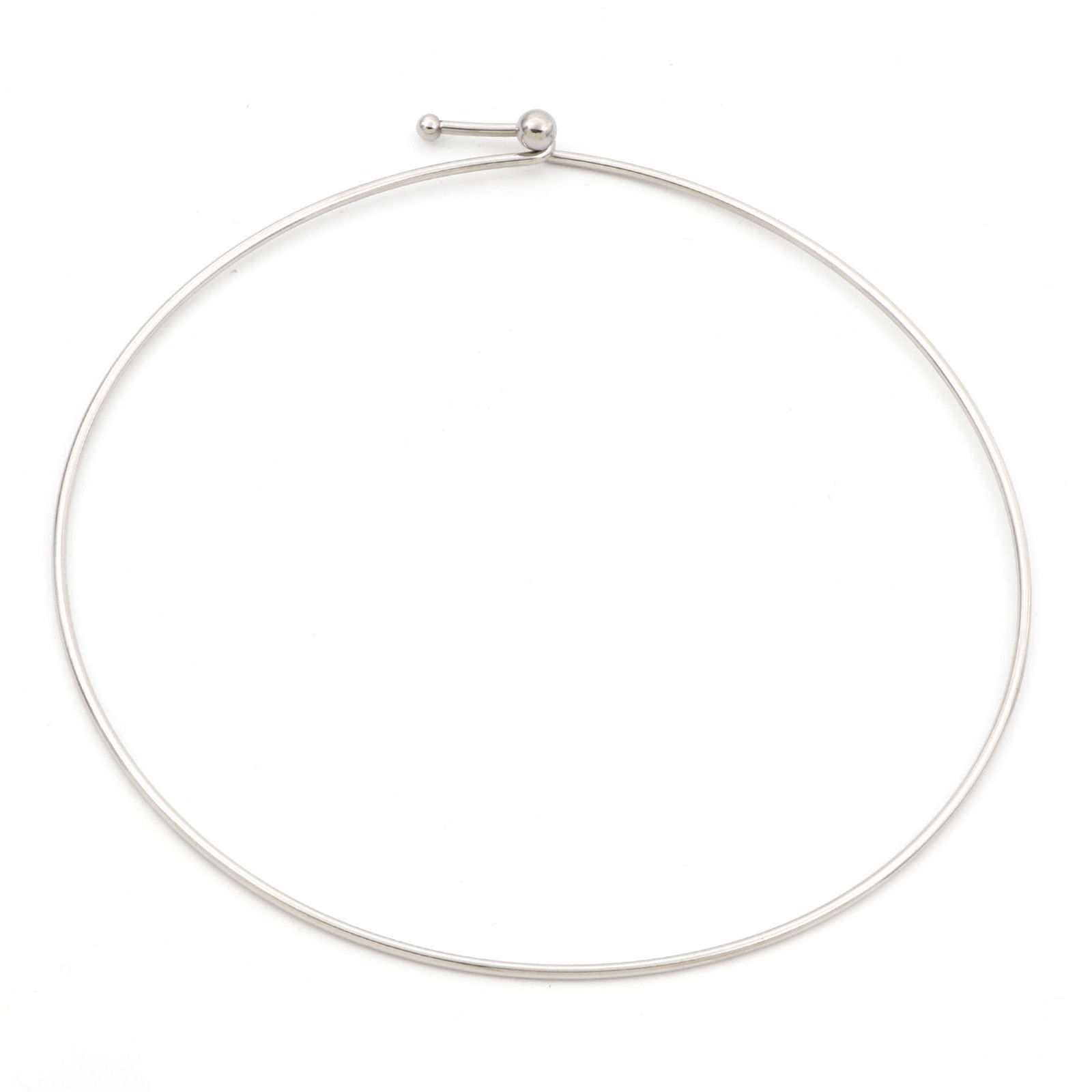 Picture of Eco-friendly 304 Stainless Steel Collar Neck Ring Necklace Silver Tone 43cm(16 7/8") long, 1 Piece