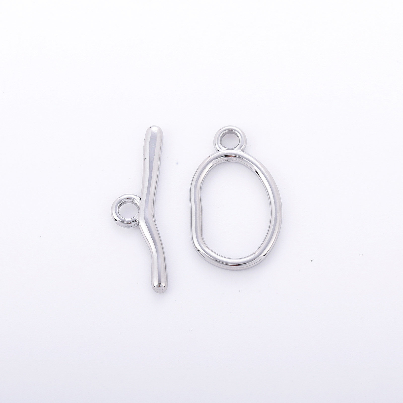 Picture of Eco-friendly 304 Stainless Steel Toggle Clasps Oval Silver Tone 1 Set