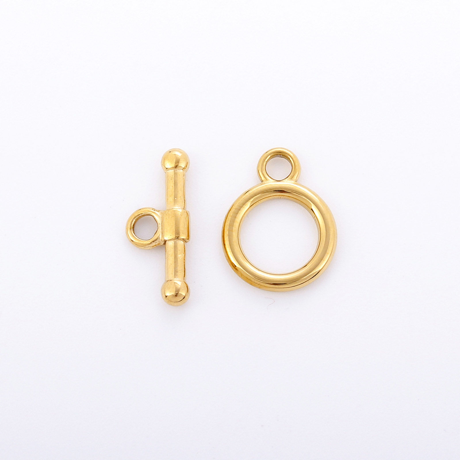 Picture of Eco-friendly Vacuum Plating 304 Stainless Steel Toggle Clasps Round 18K Gold Color 1 Set