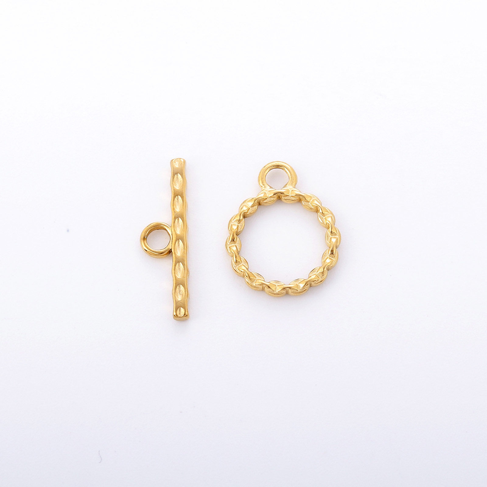 Picture of Eco-friendly Vacuum Plating 304 Stainless Steel Toggle Clasps Round 18K Gold Plated 1 Set