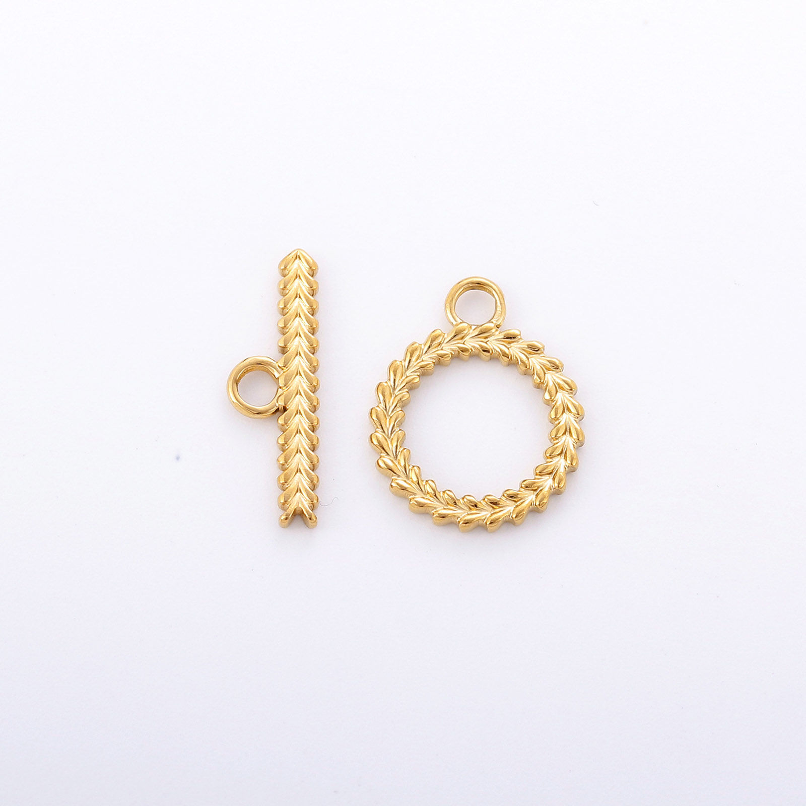 Picture of Eco-friendly Vacuum Plating 304 Stainless Steel Toggle Clasps Round 18K Gold Plated 1 Set