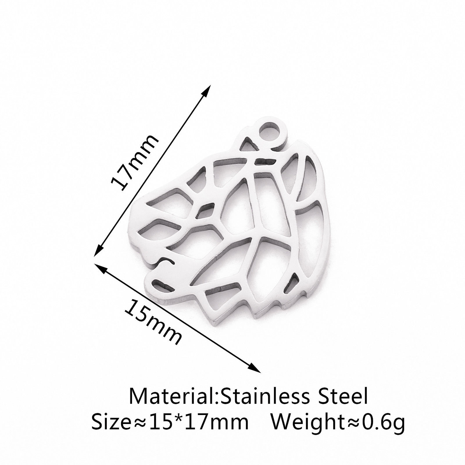 Picture of Eco-friendly 304 Stainless Steel Charms Silver Tone Leopard Hollow 17mm x 15mm, 3 PCs