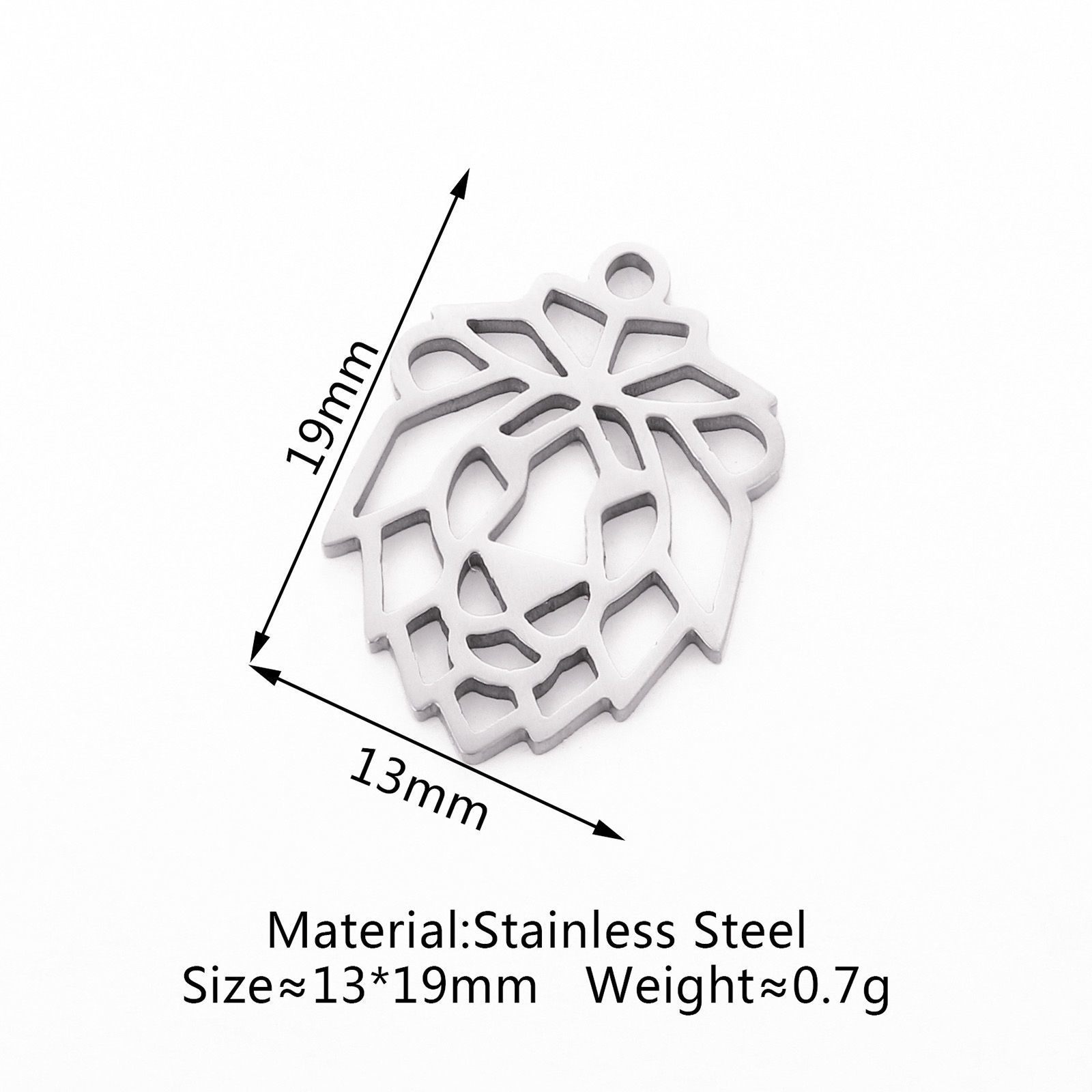Picture of Eco-friendly 304 Stainless Steel Charms Silver Tone Lion Animal Hollow 19mm x 13mm, 3 PCs