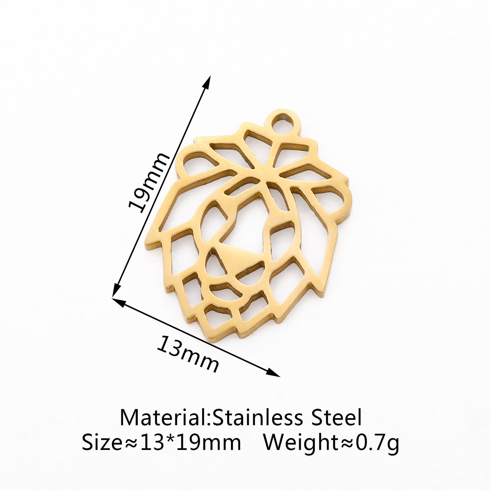 Picture of Eco-friendly 304 Stainless Steel Charms 18K Gold Color Lion Animal Hollow 19mm x 13mm, 3 PCs