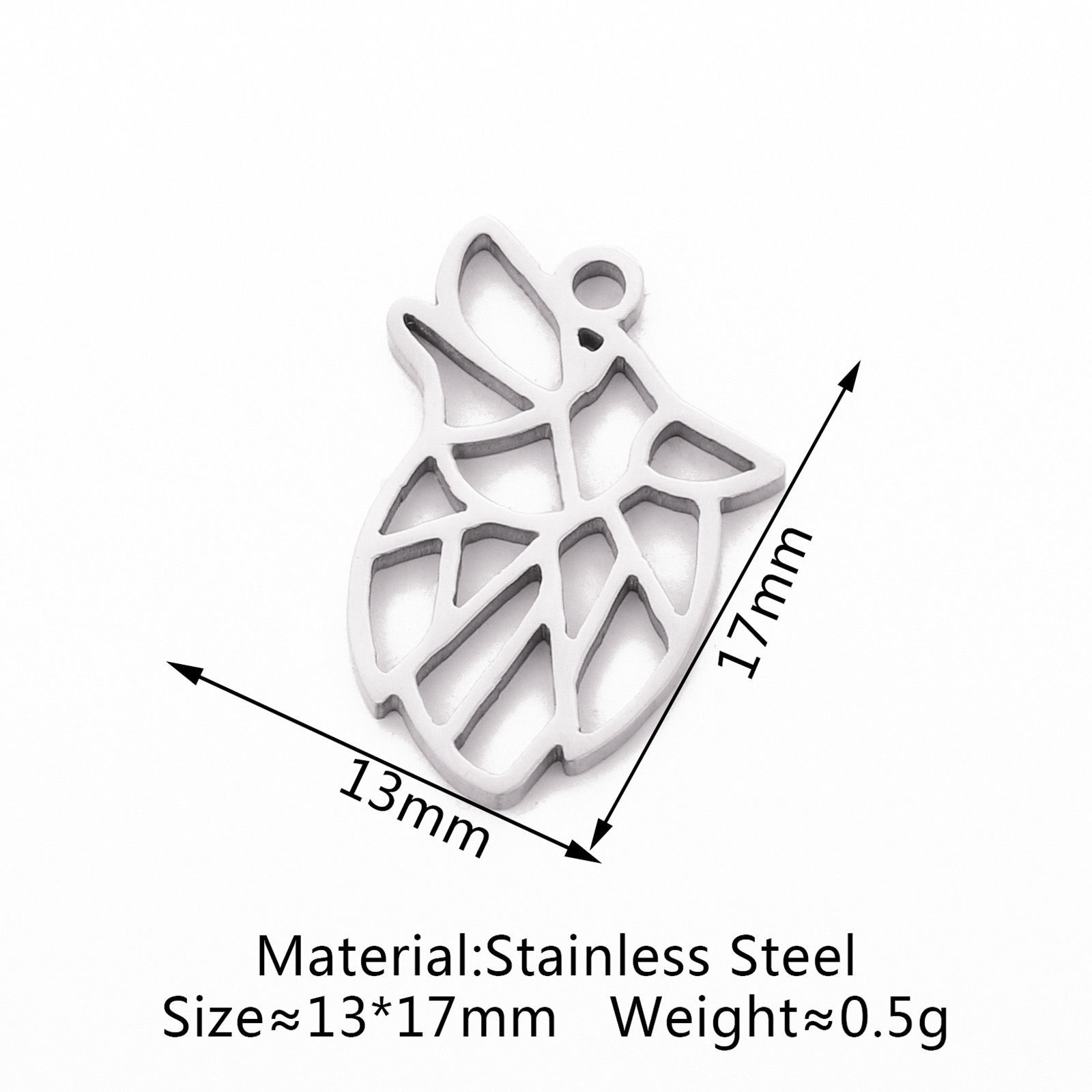 Picture of Eco-friendly 304 Stainless Steel Charms Silver Tone Wolf Hollow 17mm x 13mm, 3 PCs