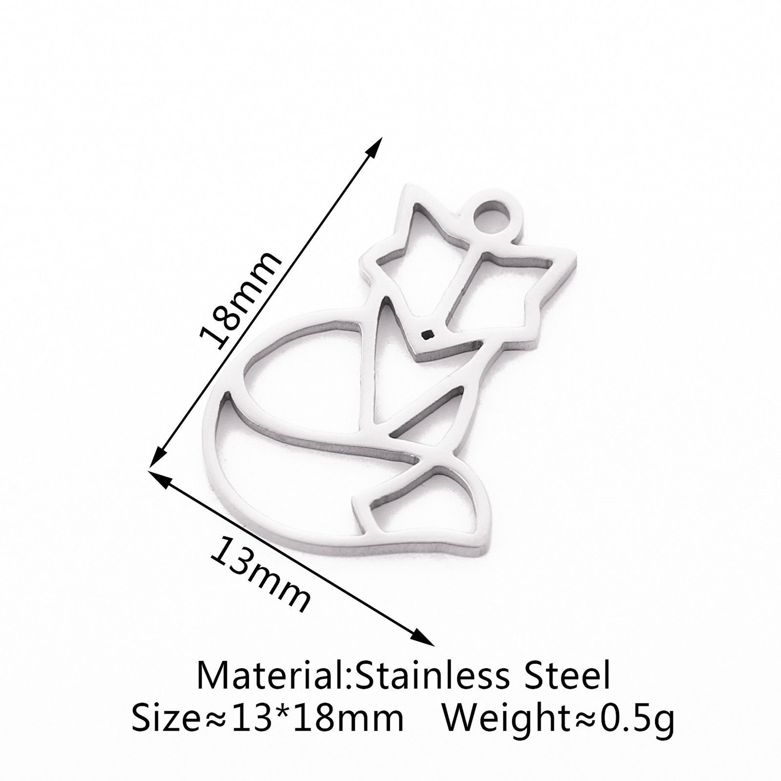 Picture of Eco-friendly 304 Stainless Steel Charms Silver Tone Fox Animal Hollow 18mm x 13mm, 3 PCs