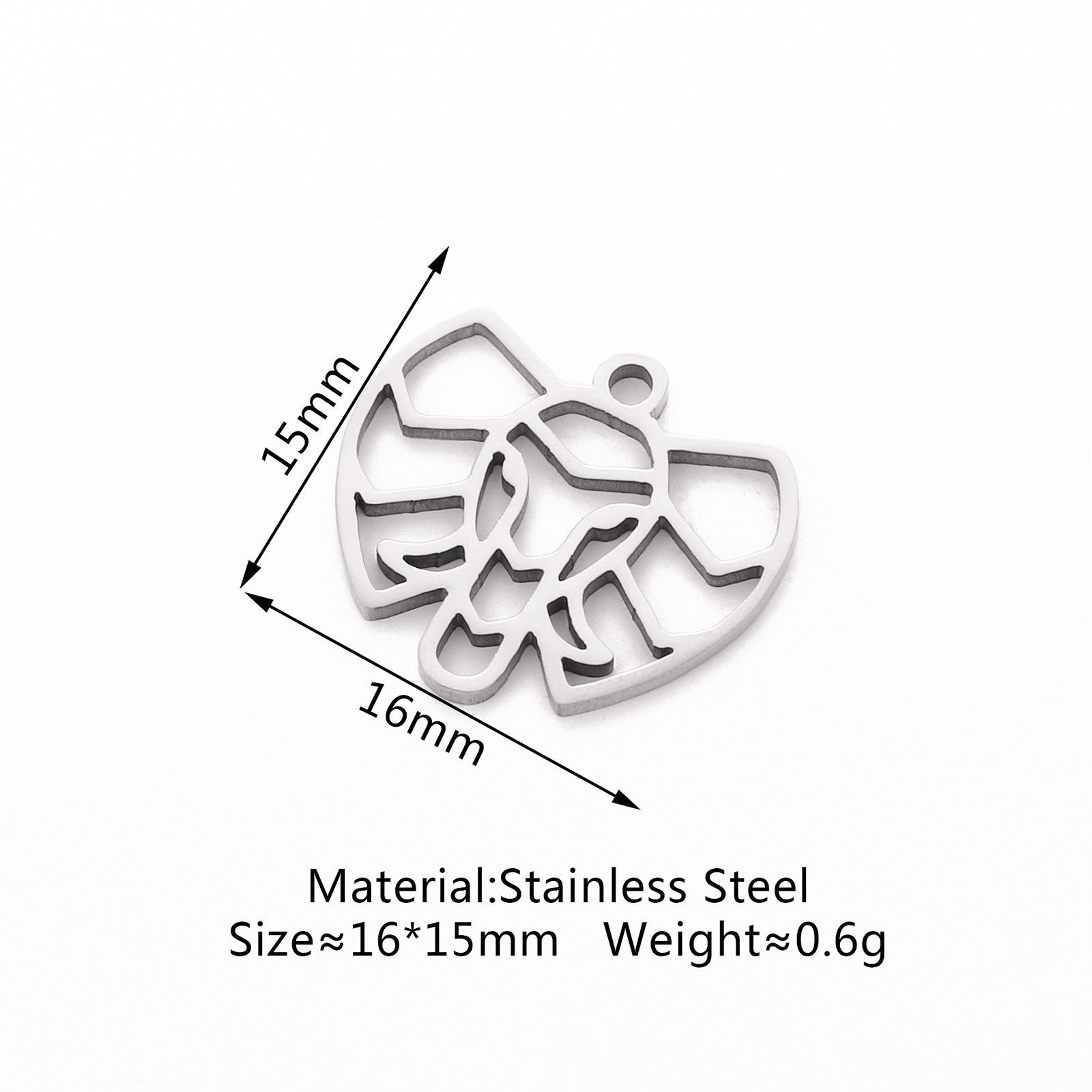 Picture of Eco-friendly 304 Stainless Steel Charms Silver Tone Elephant Animal Hollow 16mm x 15mm, 3 PCs