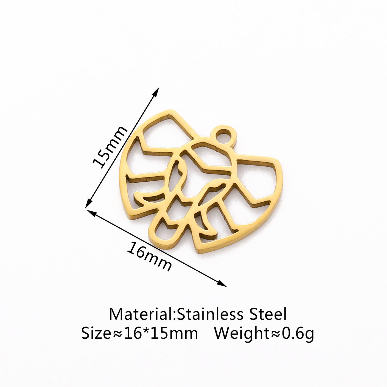 Picture of Eco-friendly 304 Stainless Steel Charms 18K Gold Color Elephant Animal Hollow 16mm x 15mm, 3 PCs