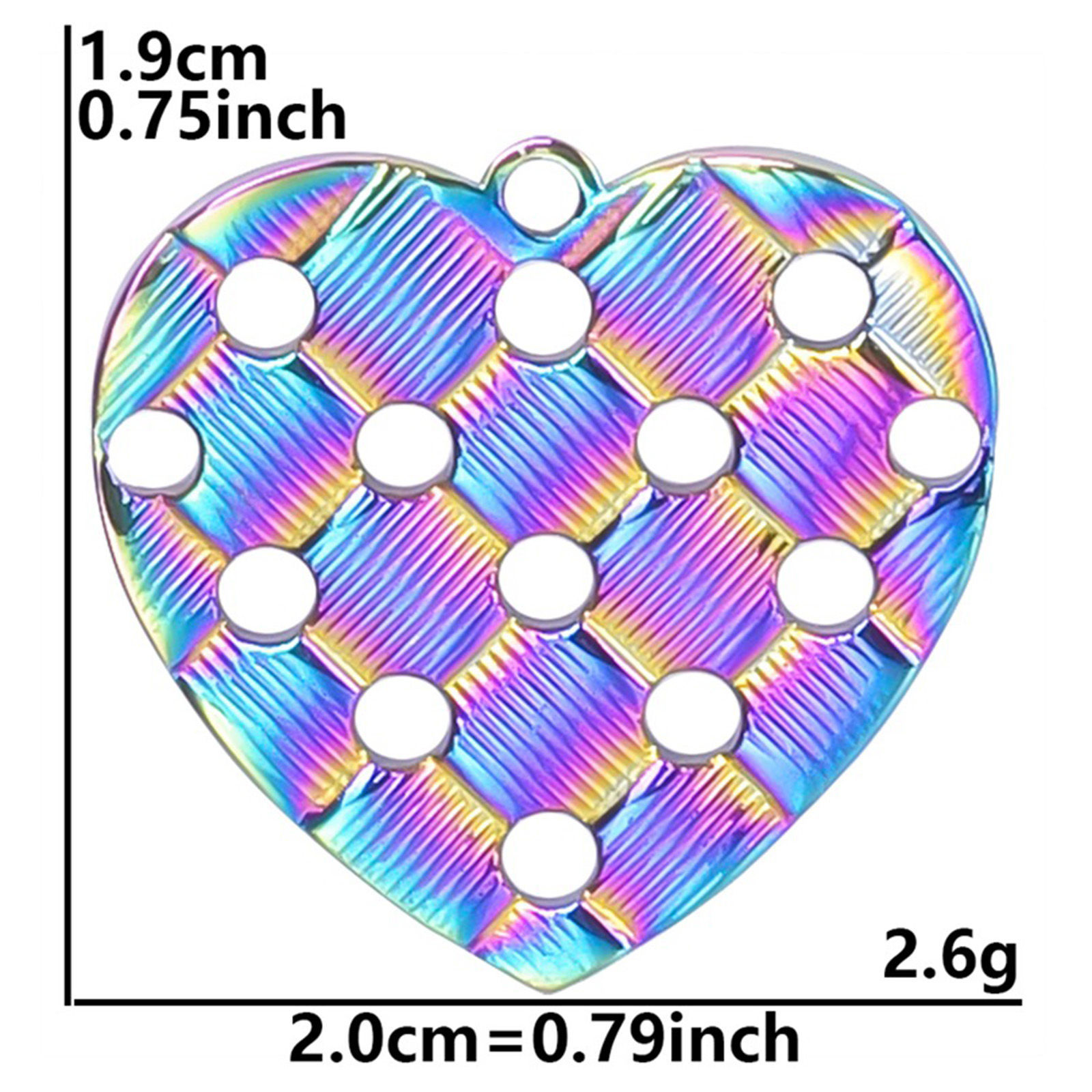Picture of Eco-friendly 304 Stainless Steel Charms Rainbow Color Plated Heart 20mm x 19mm, 3 PCs