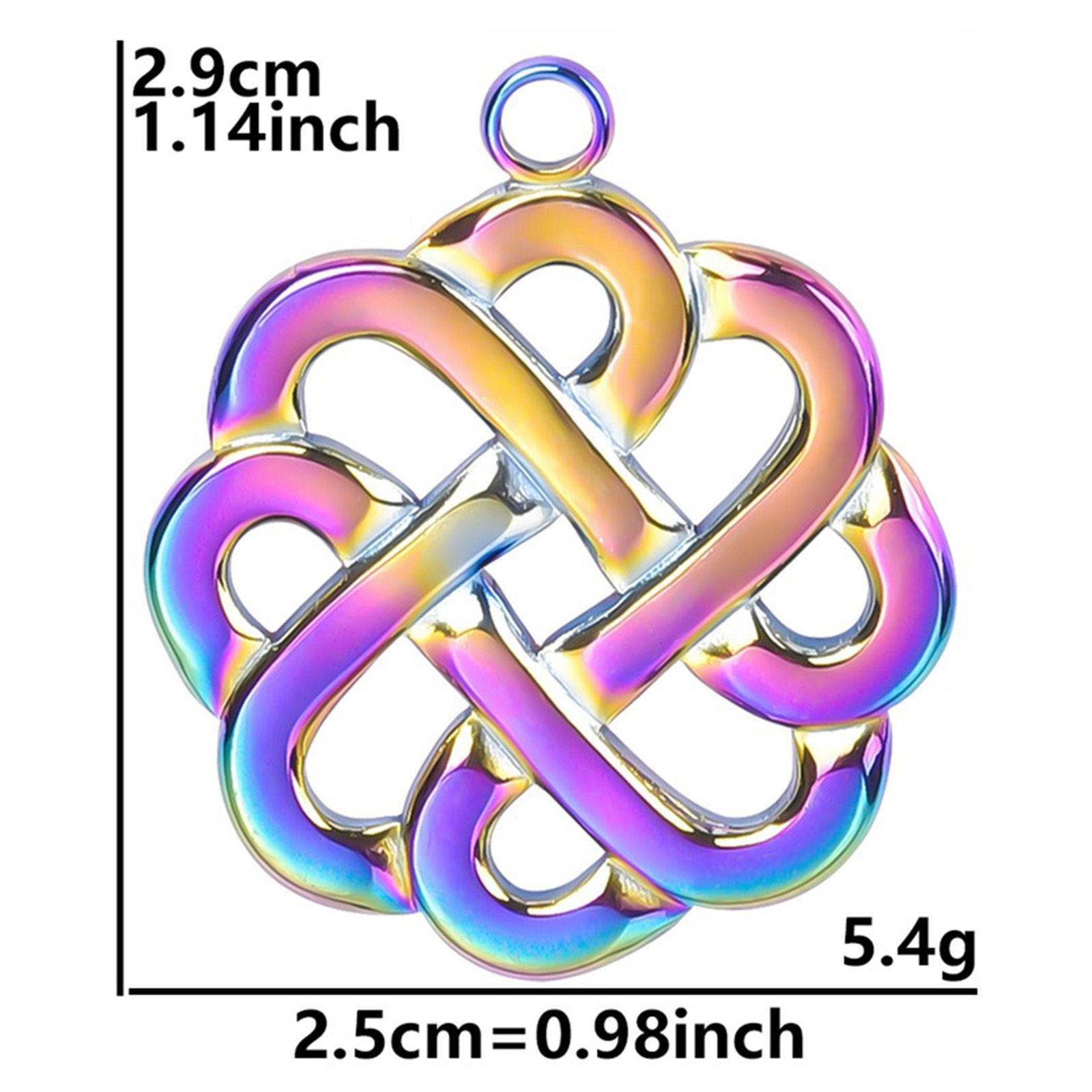 Picture of Eco-friendly 304 Stainless Steel Charms Rainbow Color Plated Knot 29mm x 25mm, 3 PCs