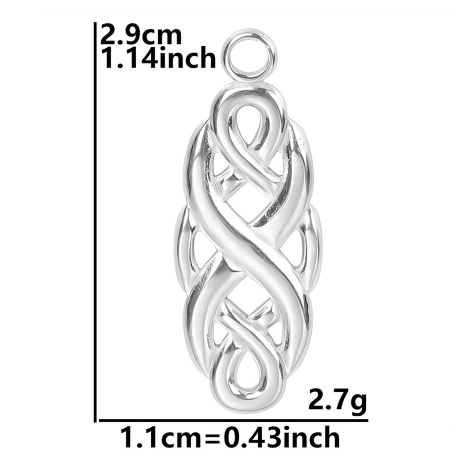 Picture of Eco-friendly 304 Stainless Steel Charms Silver Tone Knot 29mm x 14mm, 3 PCs