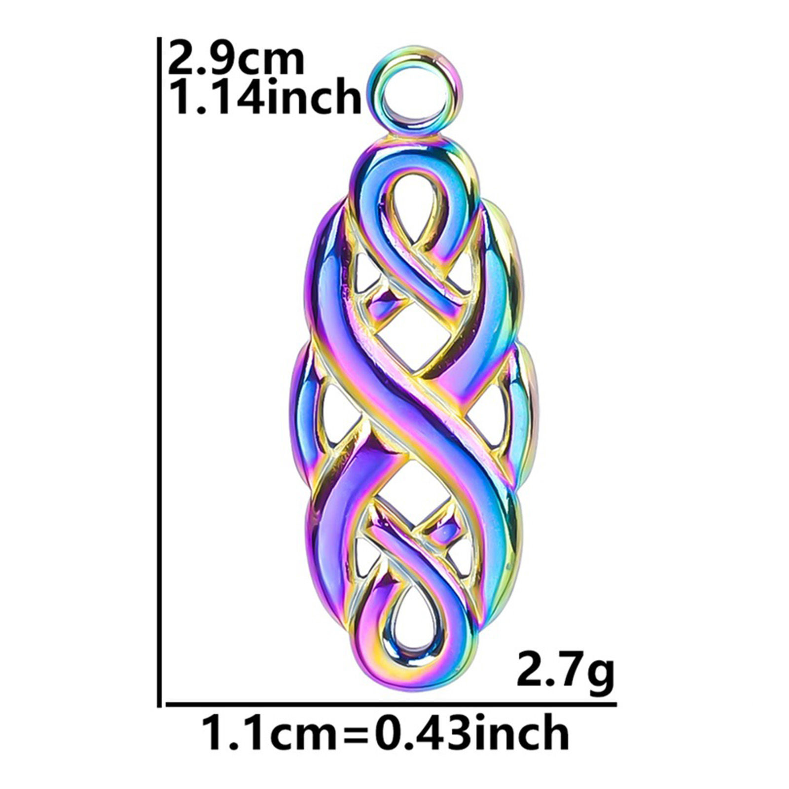 Picture of Eco-friendly 304 Stainless Steel Charms Rainbow Color Plated Knot 29mm x 14mm, 3 PCs