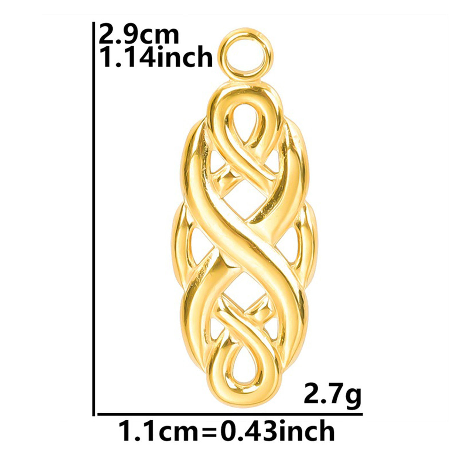 Picture of Eco-friendly 304 Stainless Steel Charms 18K Gold Color Knot 29mm x 14mm, 3 PCs
