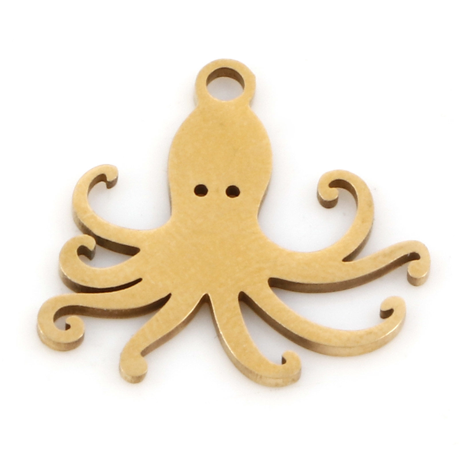 Picture of 201 Stainless Steel Ocean Jewelry Charms 18K Gold Color Octopus Hollow 17mm x 15.5mm, 3 PCs