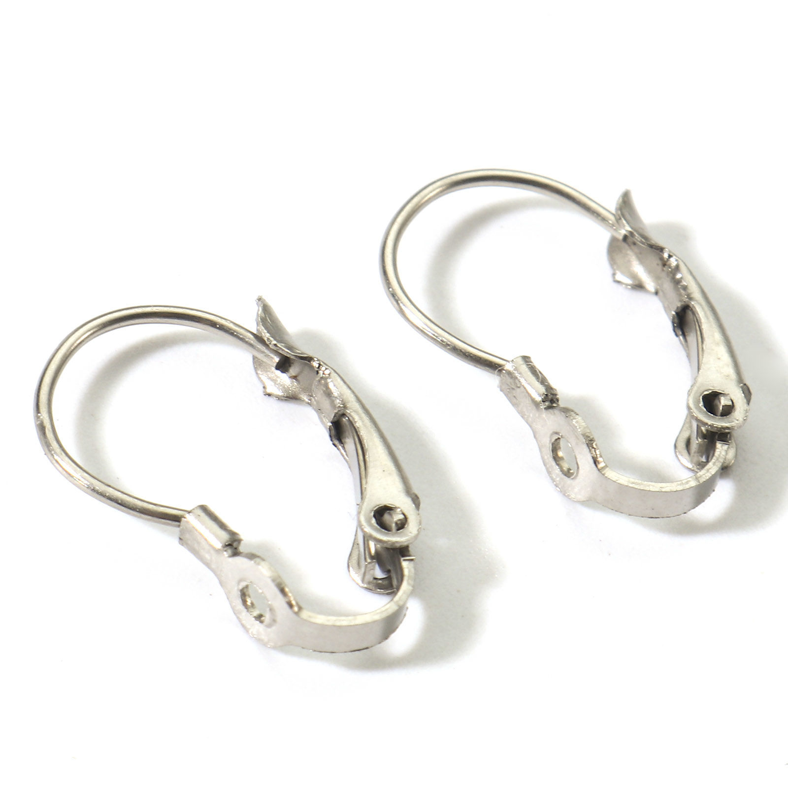 Picture of 316 Stainless Steel Lever Back Clips Earrings Calabash Silver Tone With Loop 17mm x 11mm, Post/ Wire Size: (21 gauge), 20 PCs