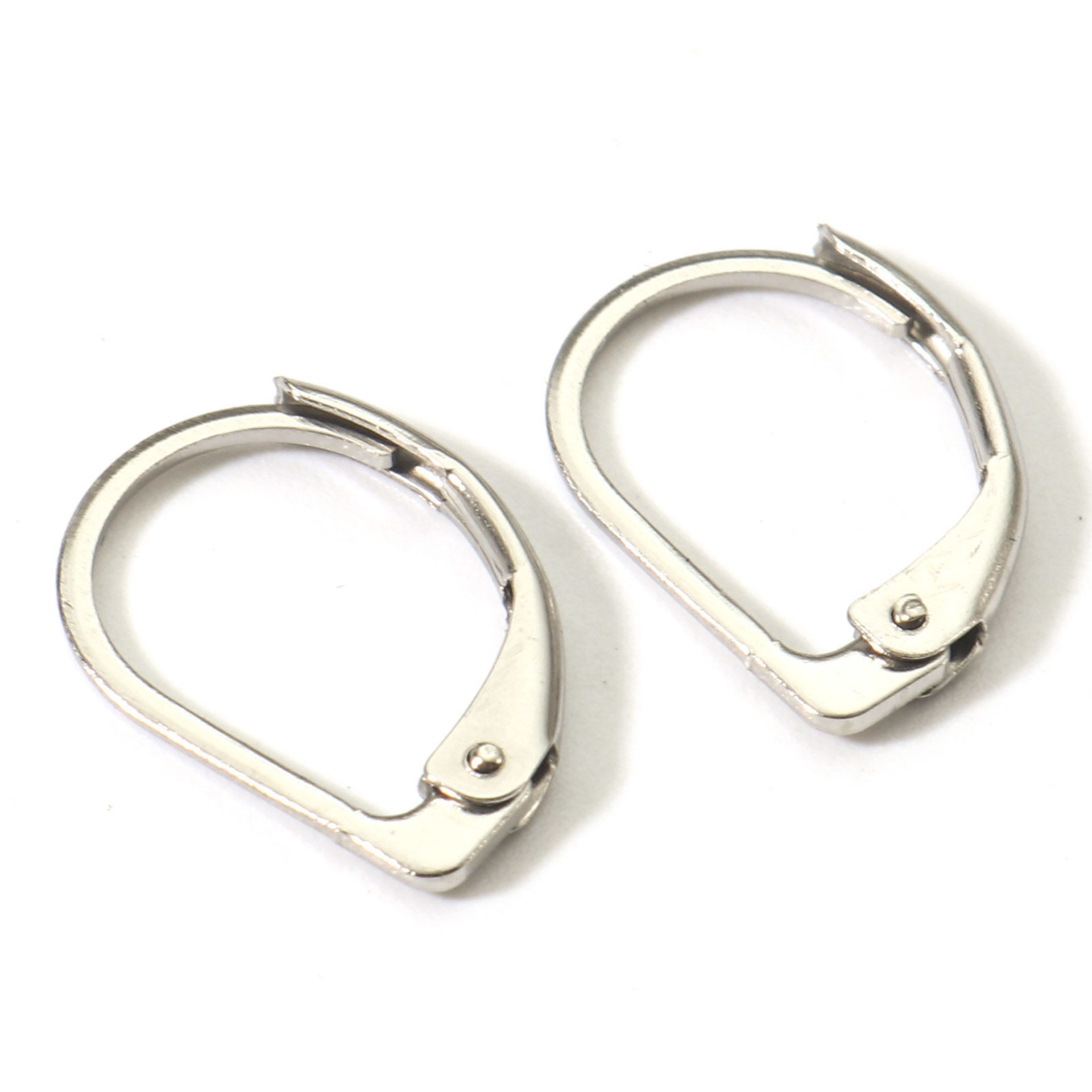 Picture of 316 Stainless Steel Lever Back Clips Earrings Drop Silver Tone 13mm x 10mm, Post/ Wire Size: (21 gauge), 20 PCs