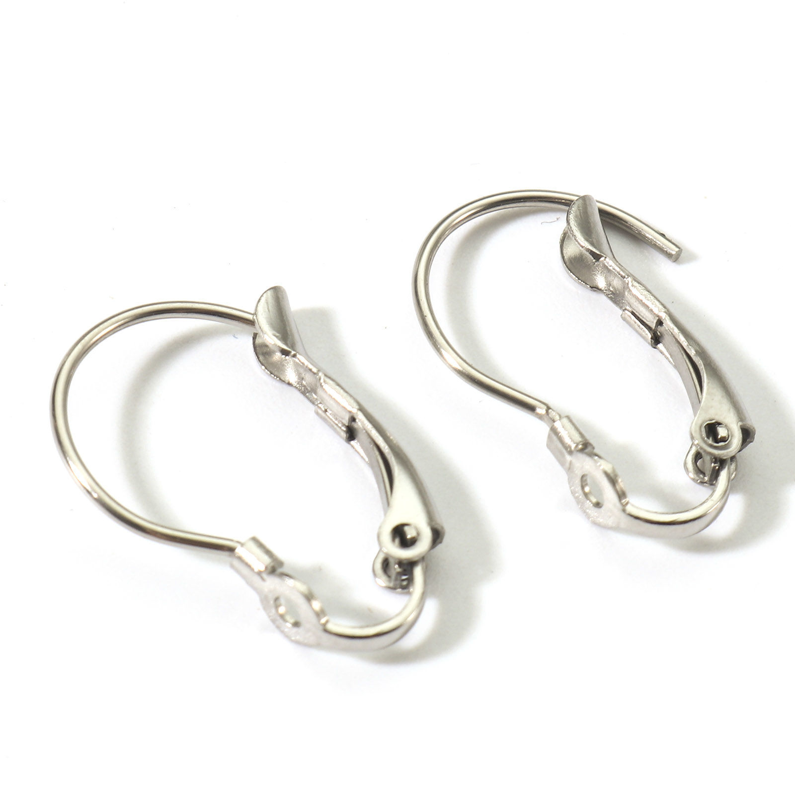 Picture of 316 Stainless Steel Lever Back Clips Earrings Calabash Silver Tone With Loop 20mm x 15mm, Post/ Wire Size: (20 gauge), 20 PCs